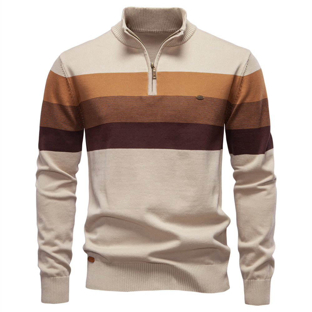 TK Suéter de punto patchwork a rayas para hombre, ideal para otoño/invierno.