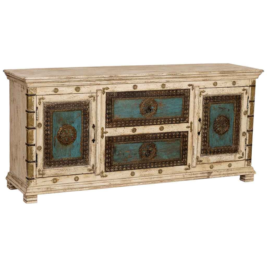 Wonderlust Deco - Aparador de madera artesanal blanco 165x45x76h cm Blanco 165x45x76h cm