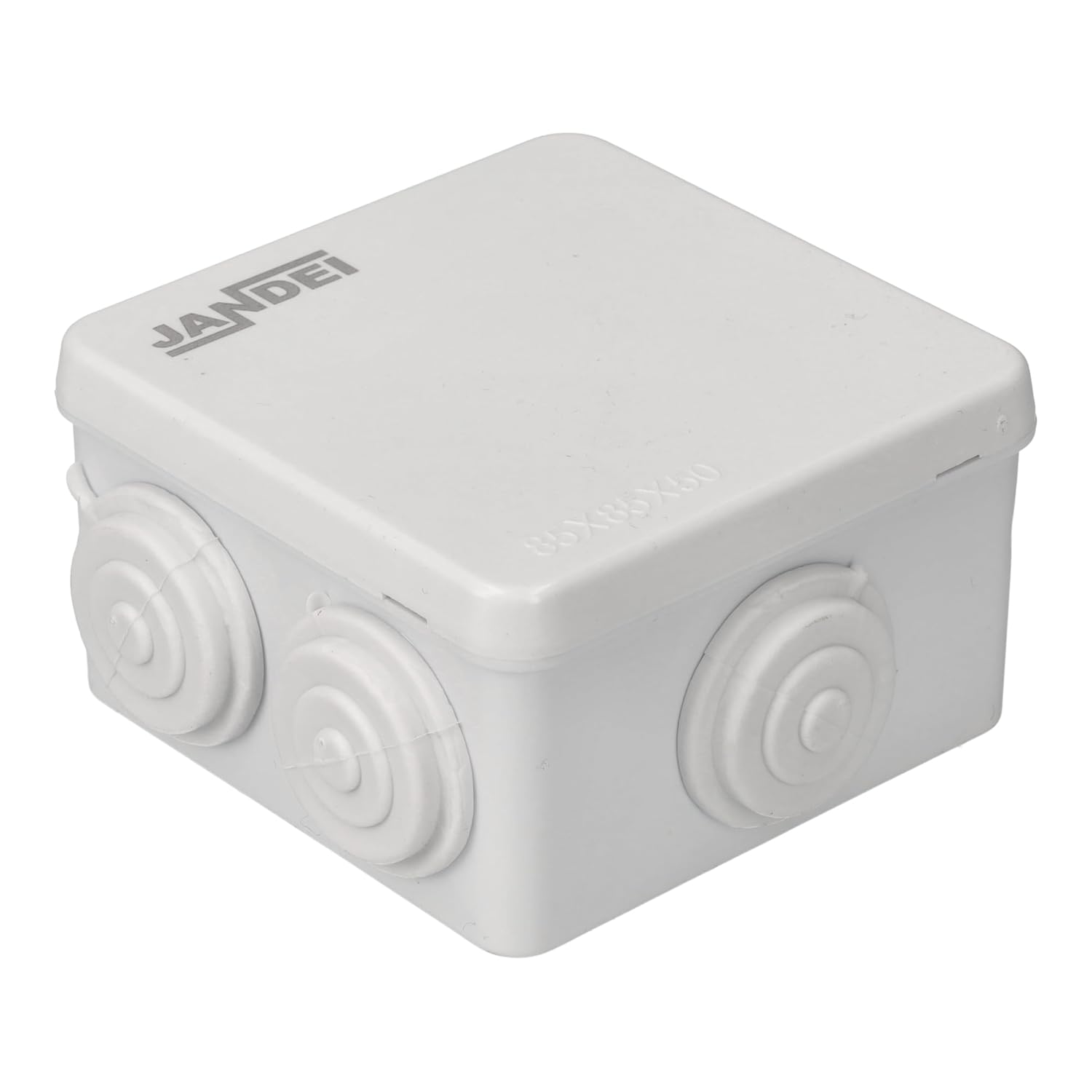 Jandei - Caja de Montaje en Superficie, Cuadrada 85x85x50mm, IP54 Instalación en Interior/Exterior, 7 entradas. Ideal para Aplicaciones Residenciales, Comerciales o Industriales.
