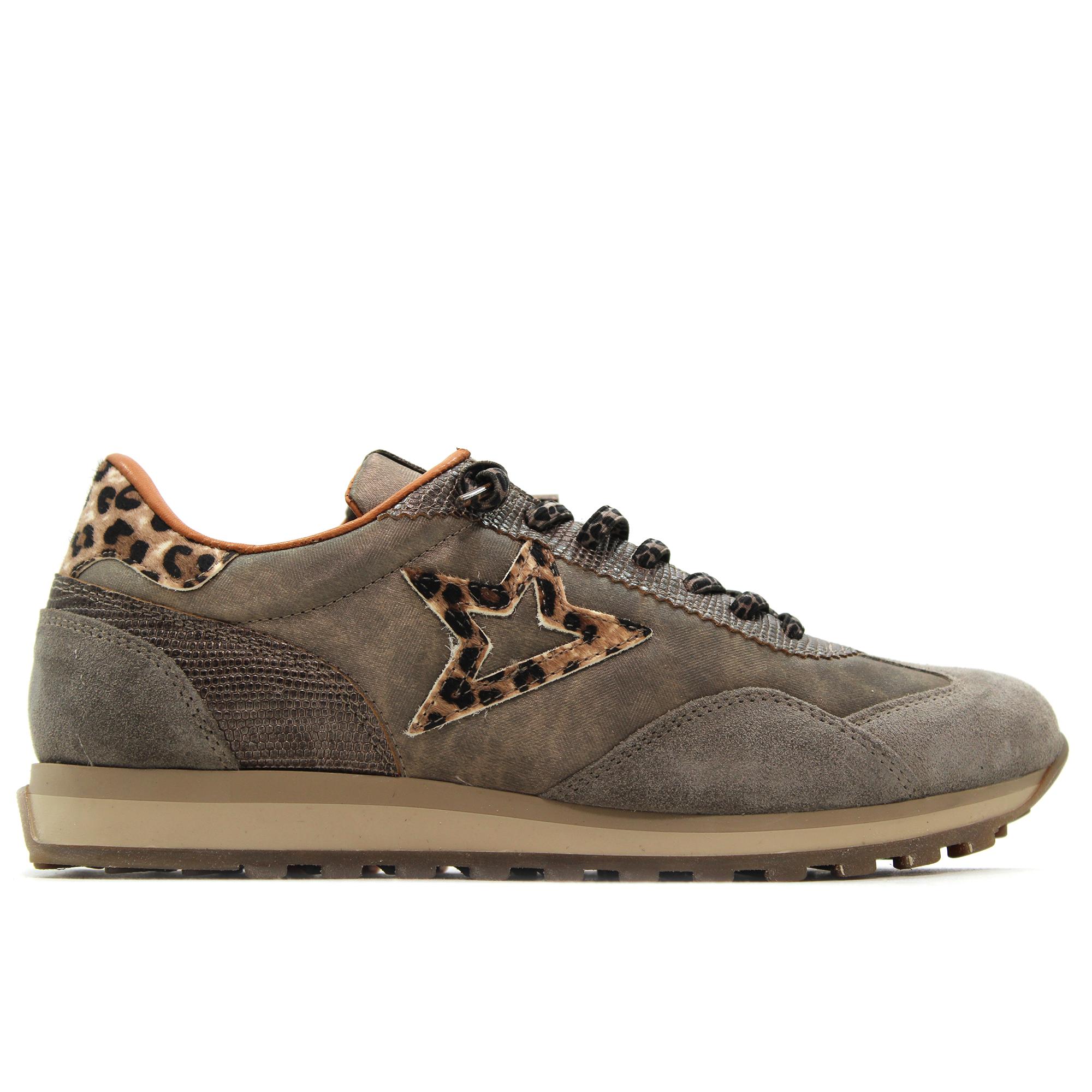 Cetti C-1259 Zapato casual de piel, animal print, leopardo, cordón elástico, suela de goma, para señora