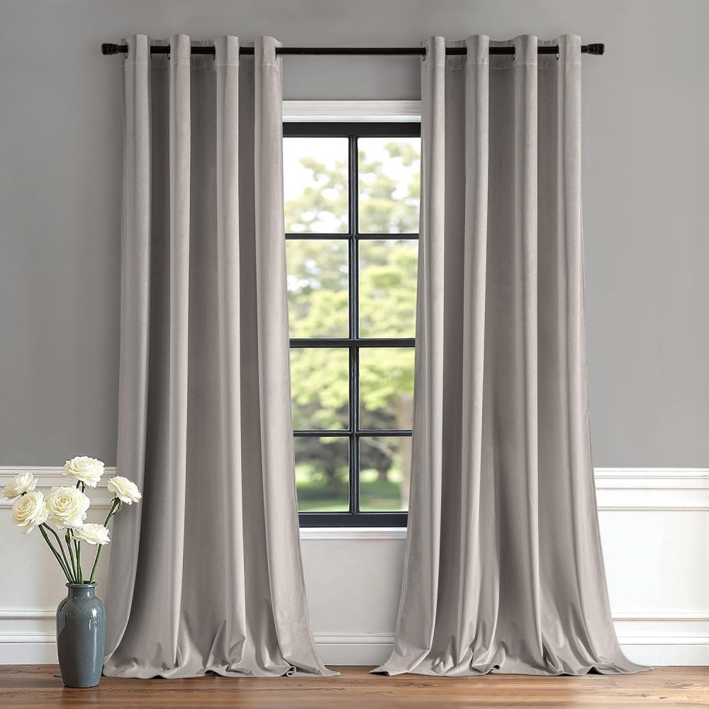 2X Cortinas de Salon Terciopelo Opaca con Ojales, 2 Piezas 140x260cm (An x Al), Cortina Moderna Ventana COSHANO
