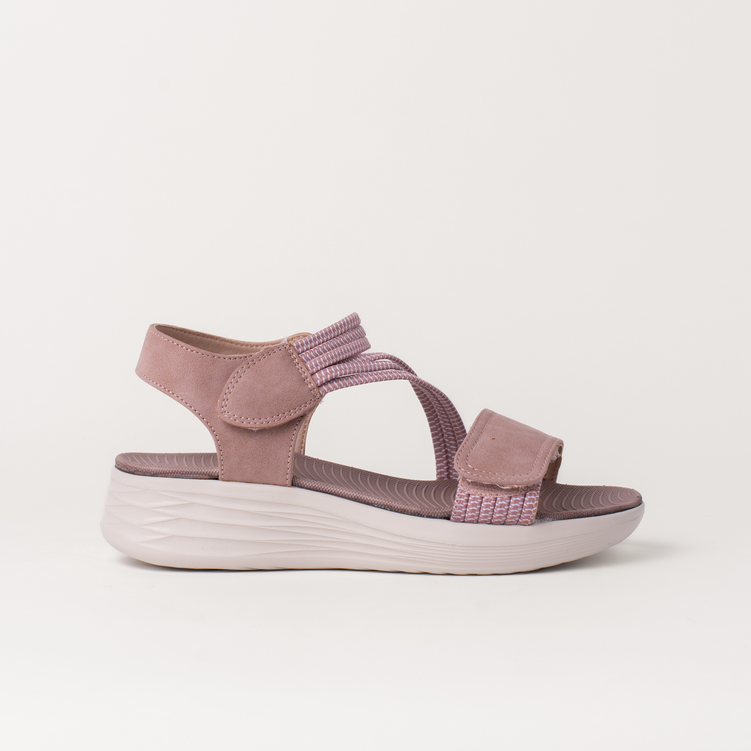 Mysoft 24M362 Sandalias con cuña de mujer cierre en velcro y elásticos