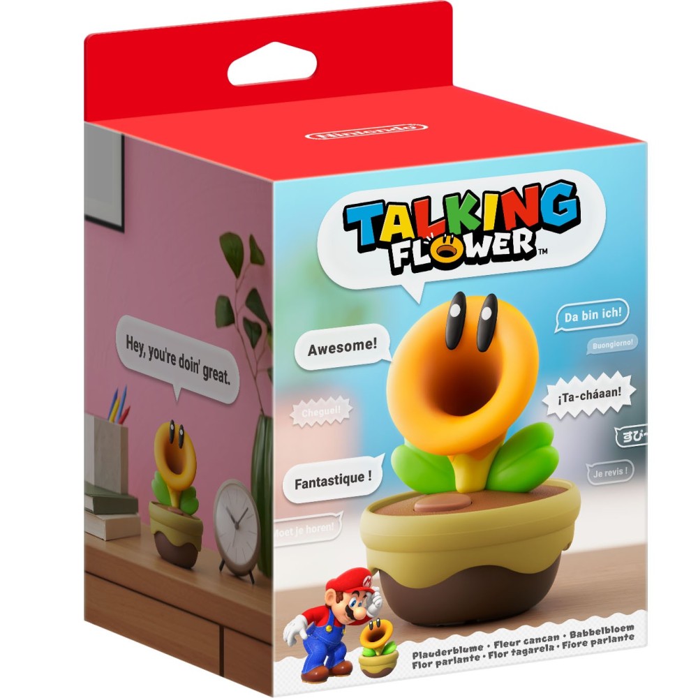 FLOR PARLANTE FIGURA DEL JUEGO SUPER MARIO WONDER QUE HABLA SOLA O AL PULSAR UN BOTÓN