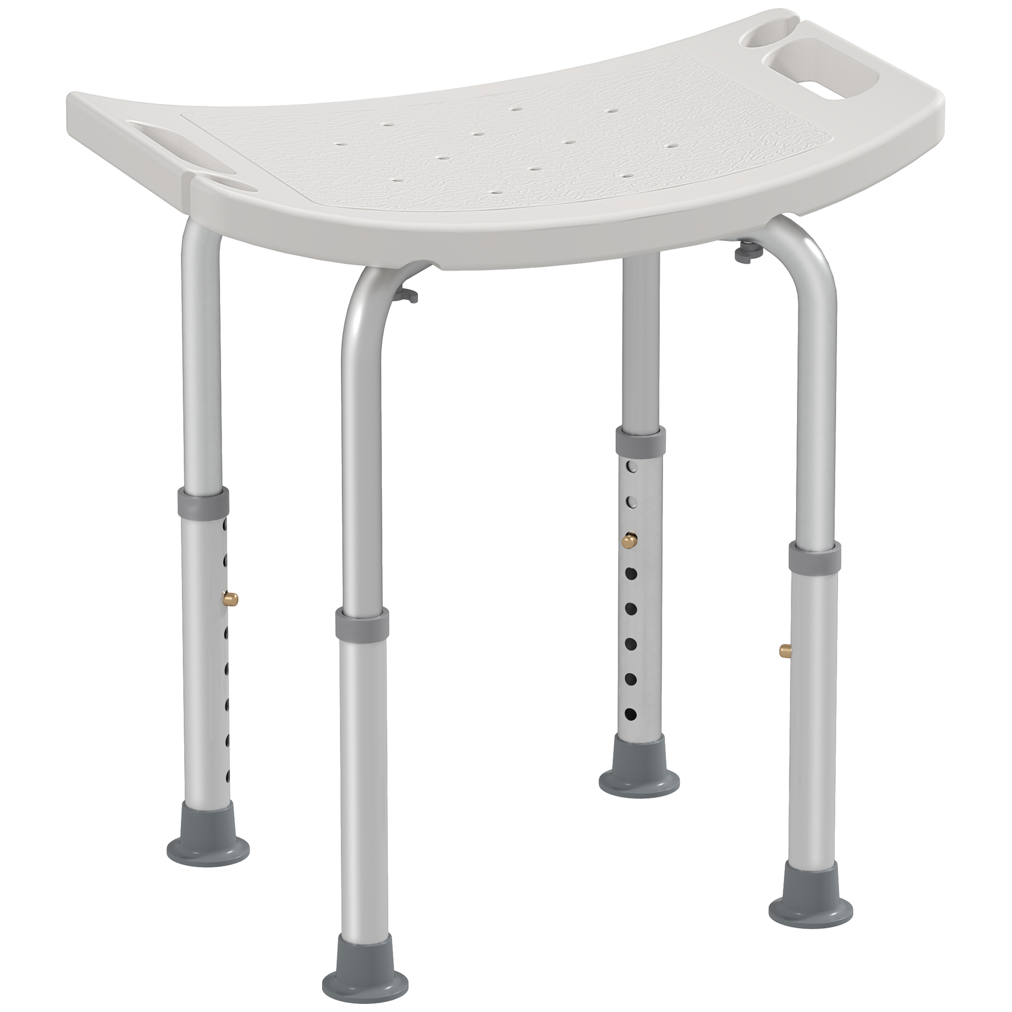 HOMCOM Taburete de Ducha Silla Ducha Personas Mayores con Altura Regulable Taburete Baño de Aluminio Antideslizante Carga 135 kg para Ancianos y Discapacitados Blanco