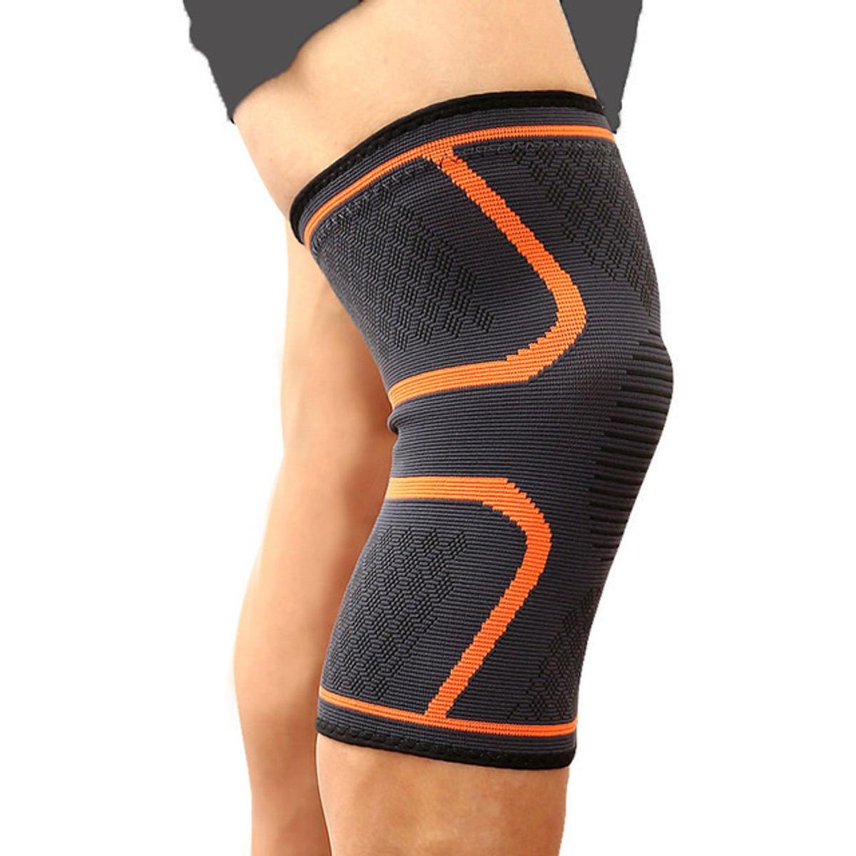 Compressiemouw voor knieondersteuning, geschikt voor hardlopen, basketbal, voetbal en andere sporten. Antislip, ademende, dunne, gekleurde nylon kniebeschermers voor hardlopen, fitness en fietsen (1 stuk per verpakking), Oranje,XL