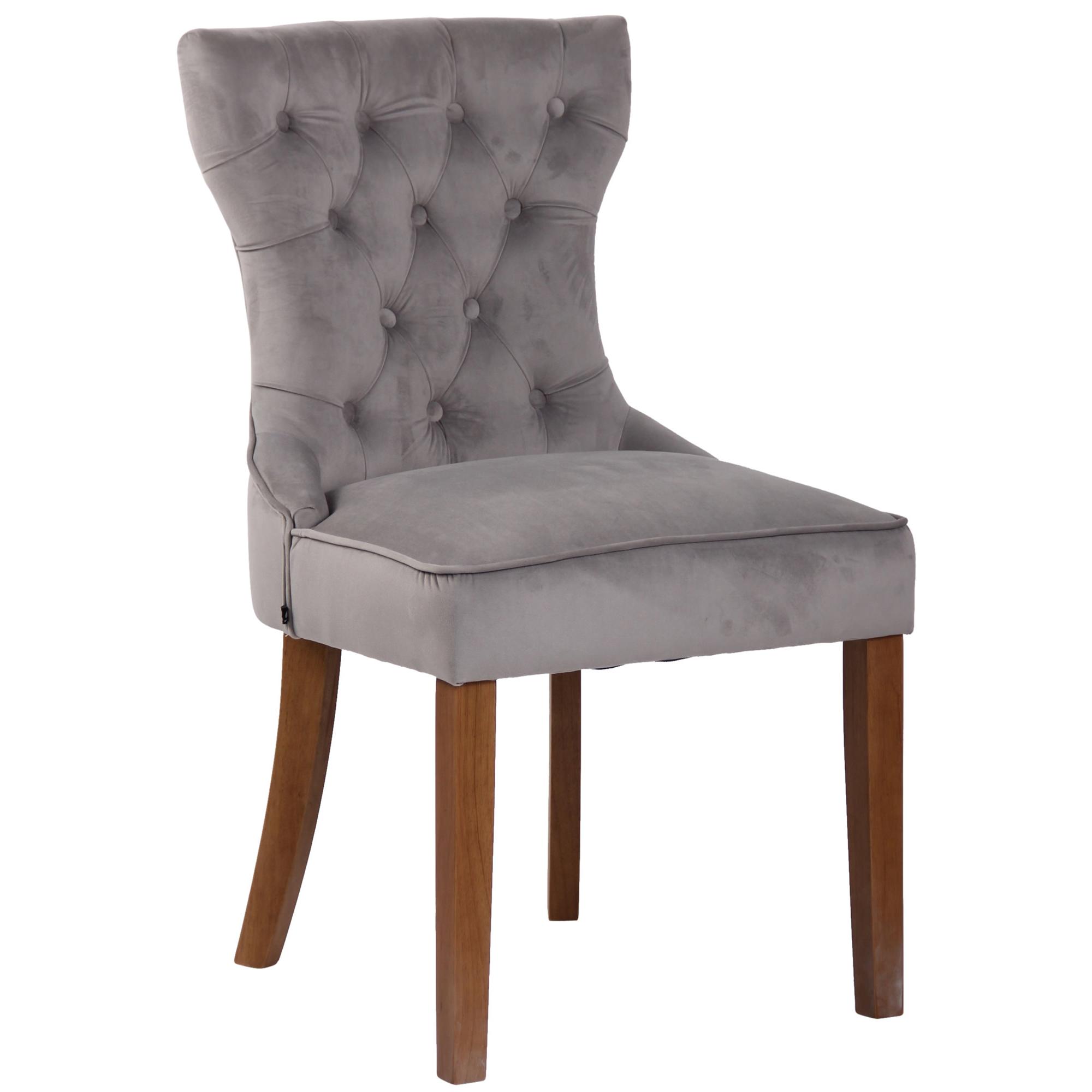 Silla de comedor Franca en terciopelo Gris,Antiguo claro
