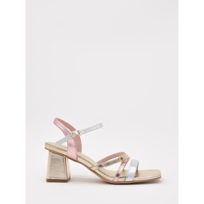 SANDALIAS DE TACÓN TIRAS PARA MUJER MONTEVITA PEACH 105026
