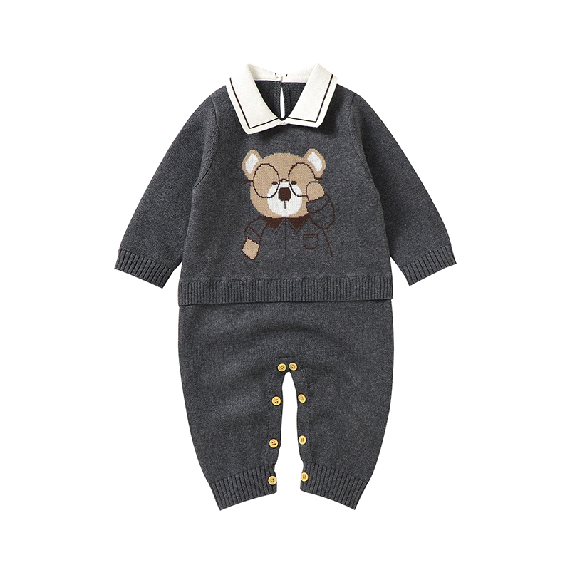 TK Bebé Rompers De Algodón Con Estampado De Oso Larga Manga Para Niños Y Niñas Nuevos Bodysuit De Primavera Y Otoño 0-18M