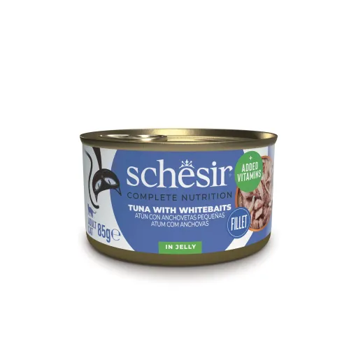 Schesir Comida Húmeda de Atún con Anchoas en Gelatina para Gatos 85 gr