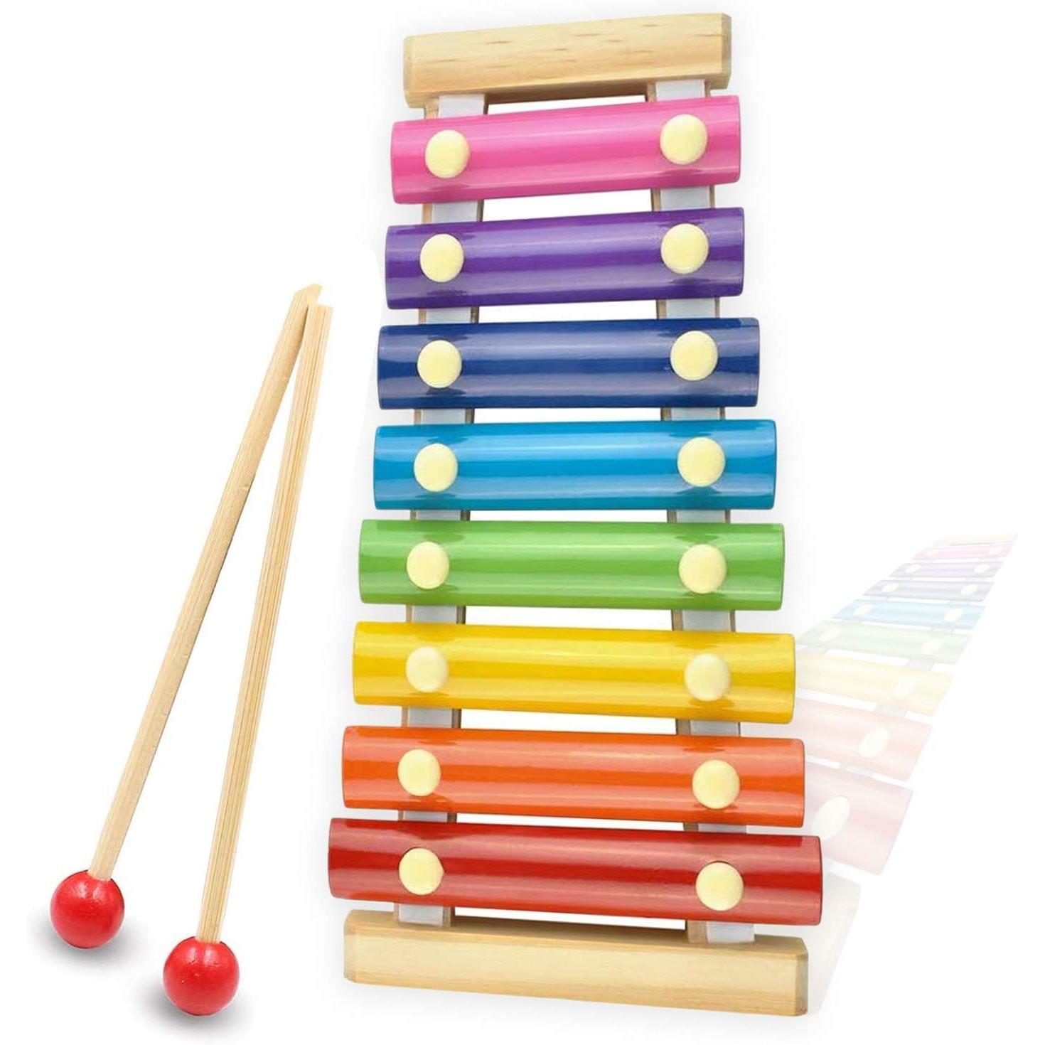 Xilófono para niños, instrumento musical de madera para niños, juguetes musicales, glockenspiel arcoíris para niños, juguete educativo para niños, percusión para músicos en ciernes