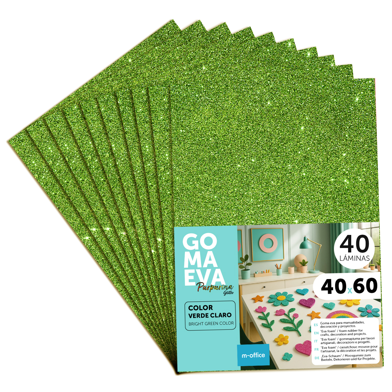 Goma Eva para Manualidades, Goma Espuma de Colores para Proyectos Creativos, Ideales para Artes y Manualidades, uso Escolar, Profesional o Artístico 40x60cm - m-office