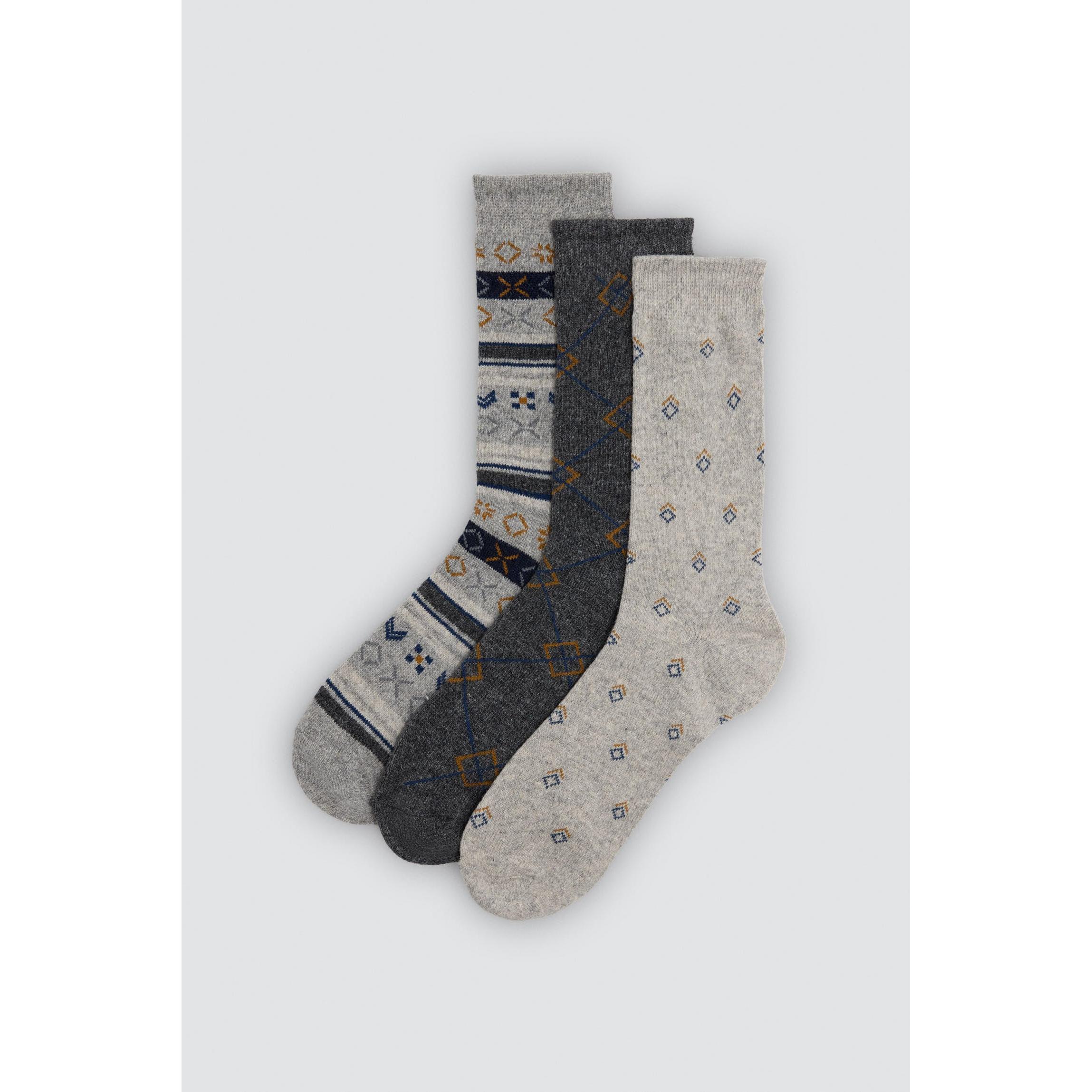 Ysabel Mora - Pack 4 calcetines hombre lana estampados variados