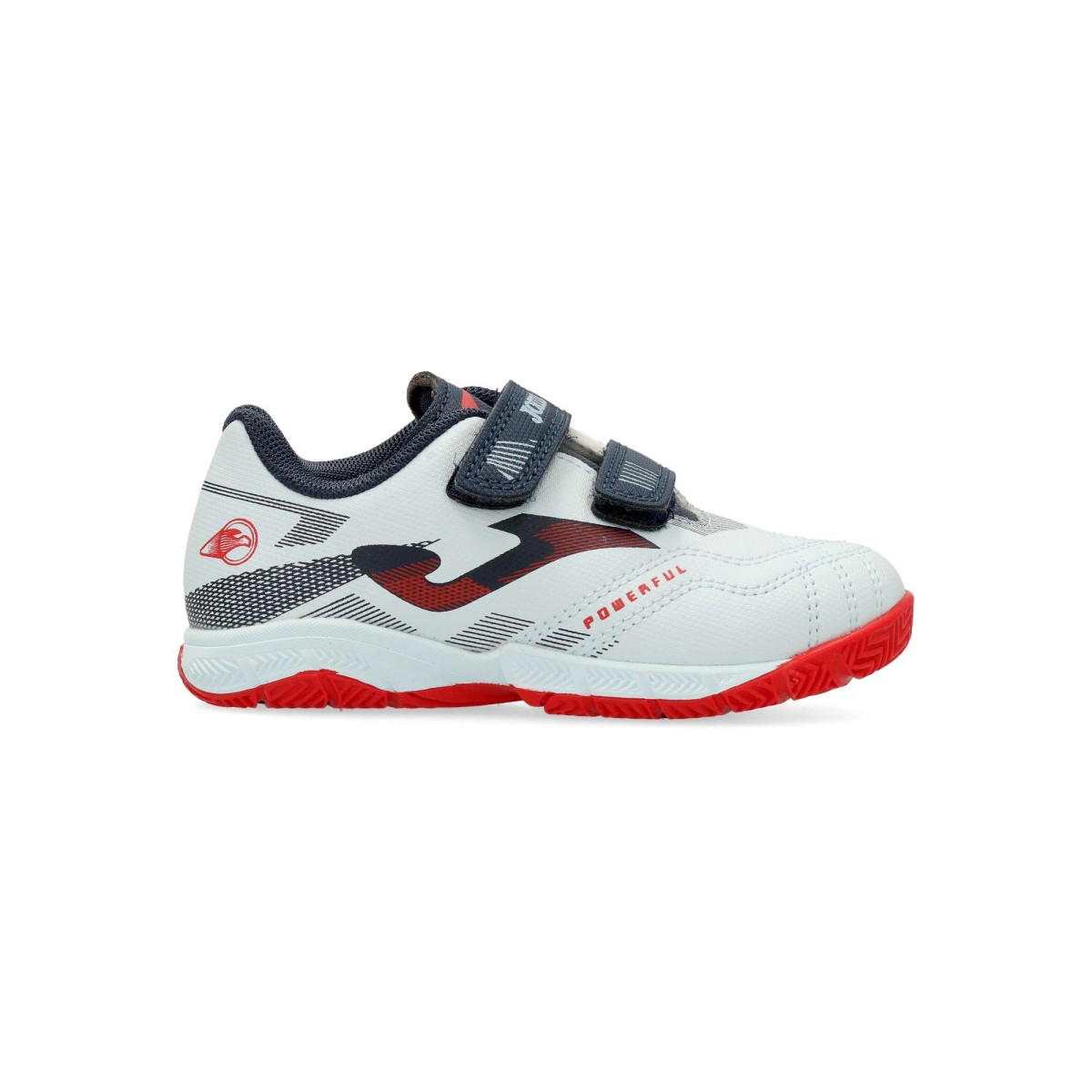 Joma - Botas de fútbol sala indoor Powerful JR para niño/niña, fabricadas en material sintético sin costuras y tecnología ONE PIECE para mayor ligereza y comodidad