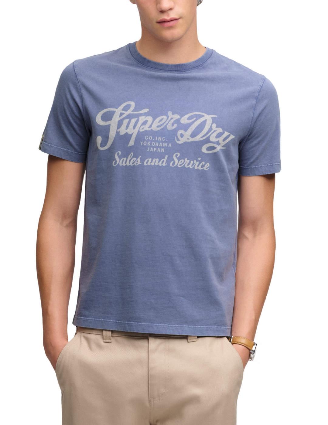Camiseta Superdry Vintage Script azul manga corta de hombre