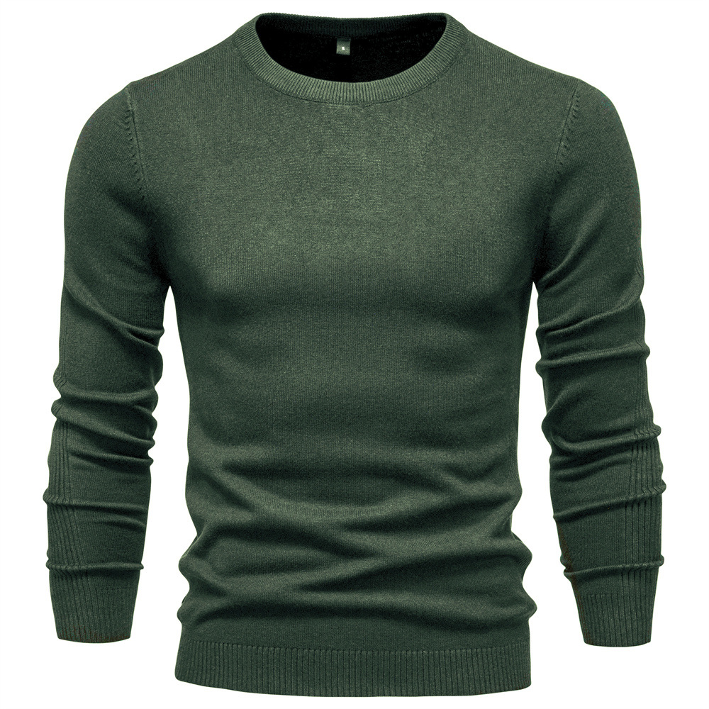 TK Suéter de punto grueso de cuello redondo y corte ajustado para hombre, ideal para otoño/invierno.