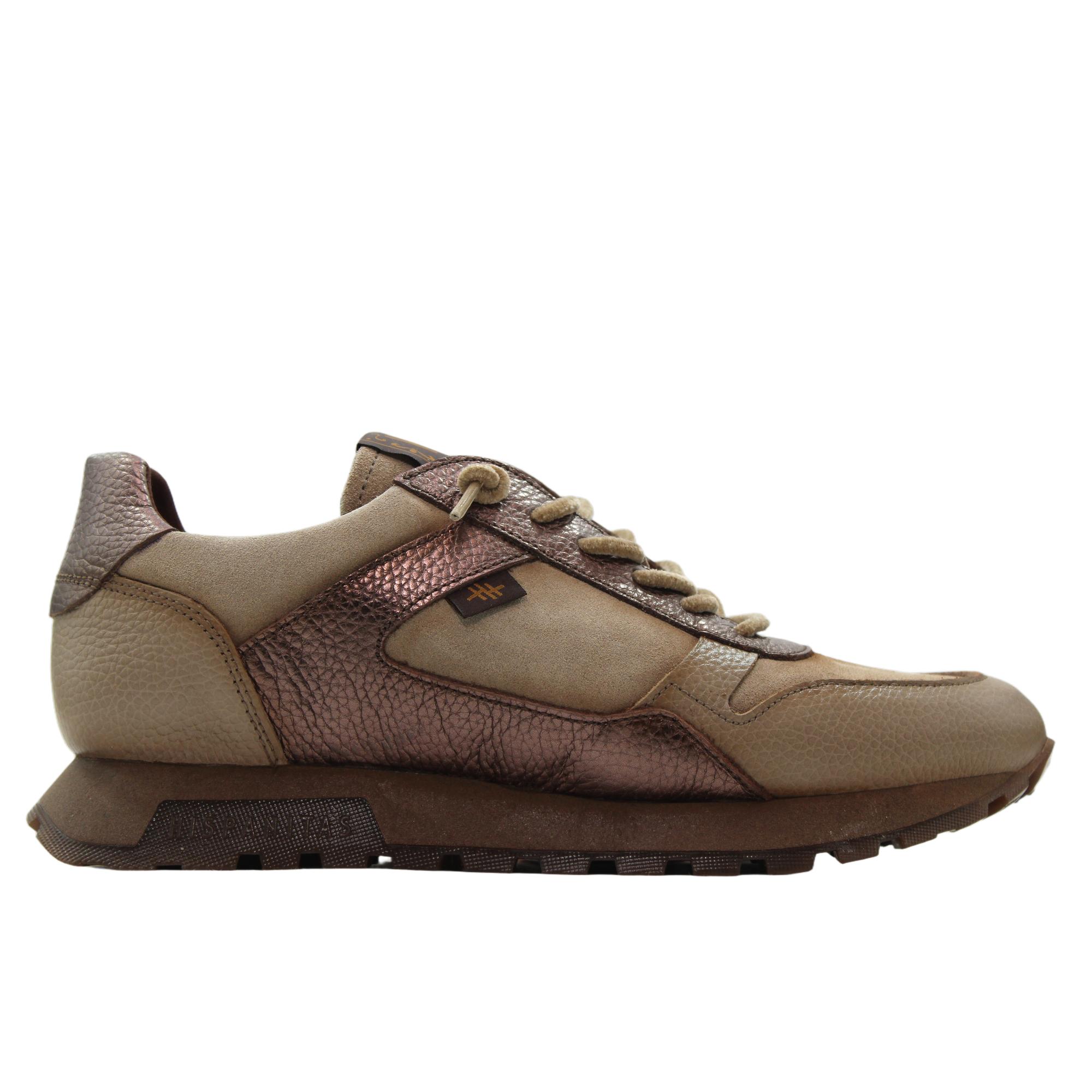Hispanitas CHI265095 Sneakers casual de piel, cordones elásticos, suela dentada goma, para señora