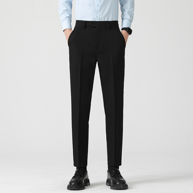 TK Pantalones De Traje Slim Para Hombre Con Cintura Elástica Estilo Coreano Pantalones Casuales De Tres Piezas De Color Sólido Adecuados Para Todas Las Estaciones