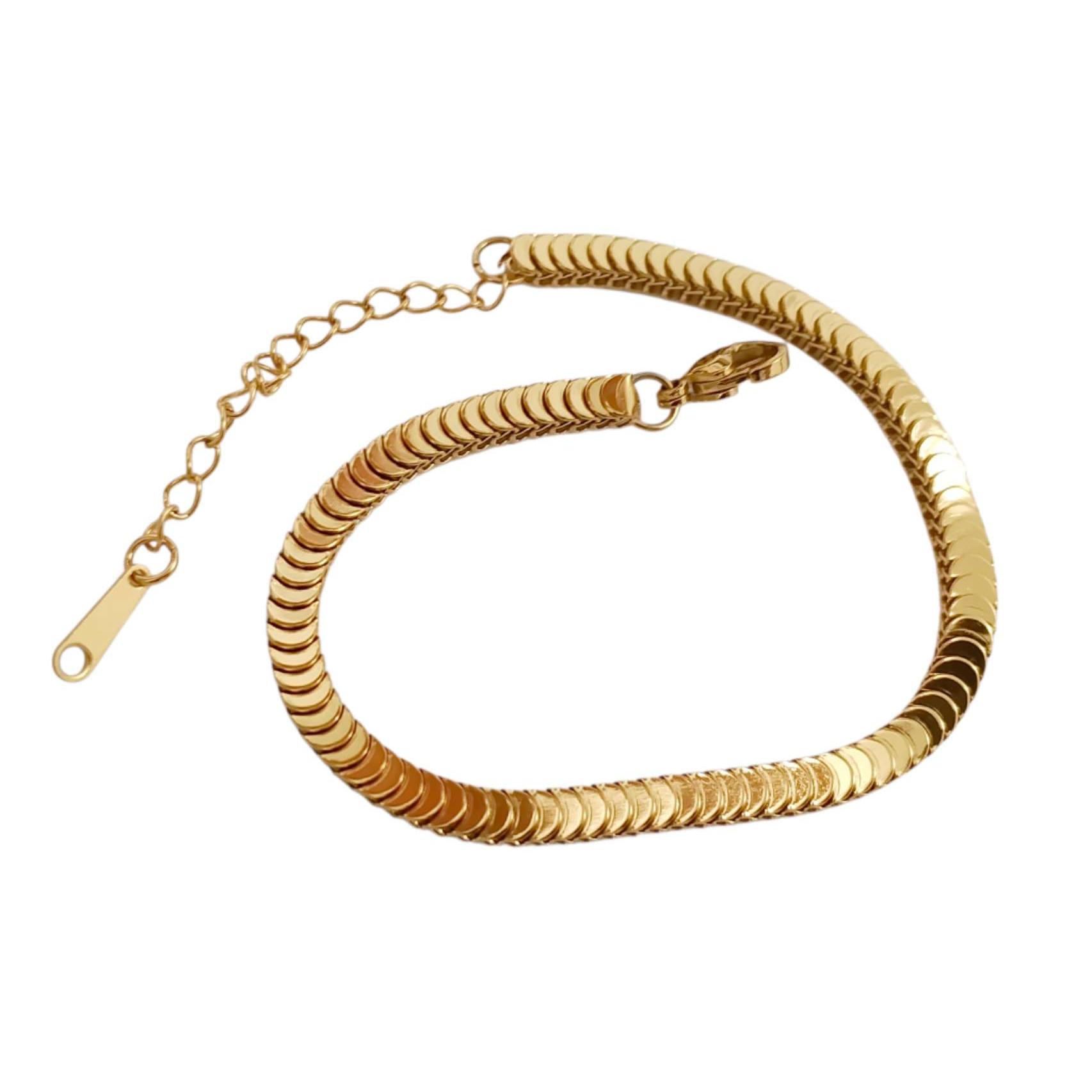 Pulsera con forma de escama de pez  estilo italiano  Acero Inoxidable Baño Oro 18K resistente al agua para Mujeres