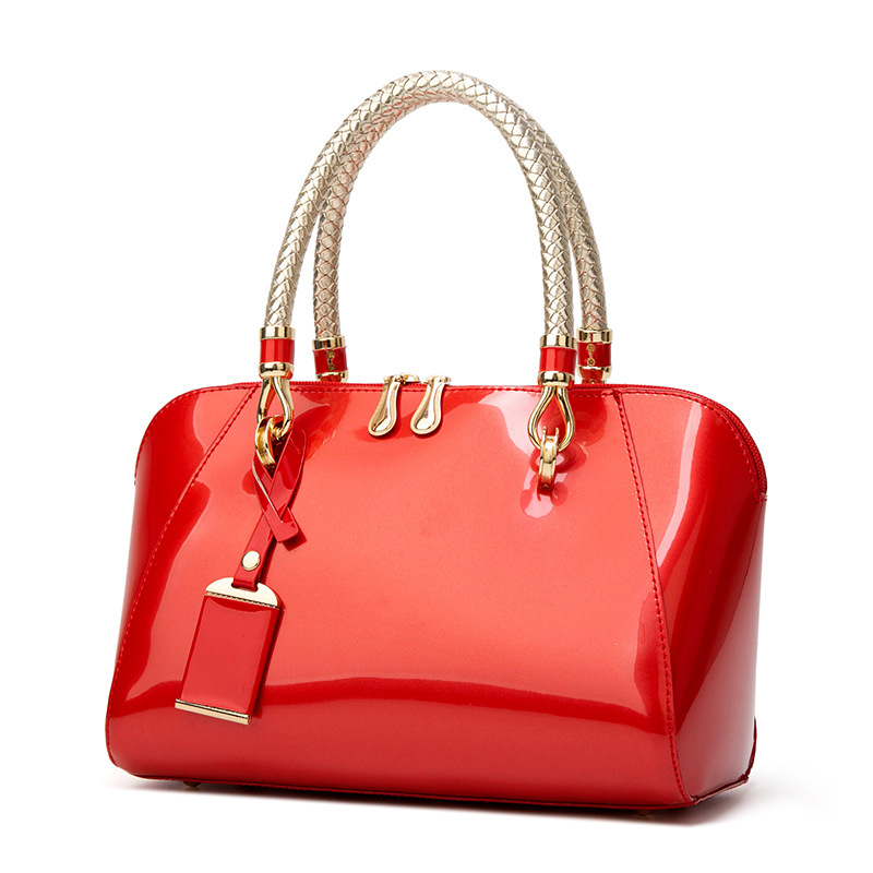 Elegante bolso bandolera/de hombro, bolso de mano de charol para mujer, billetera para mujer