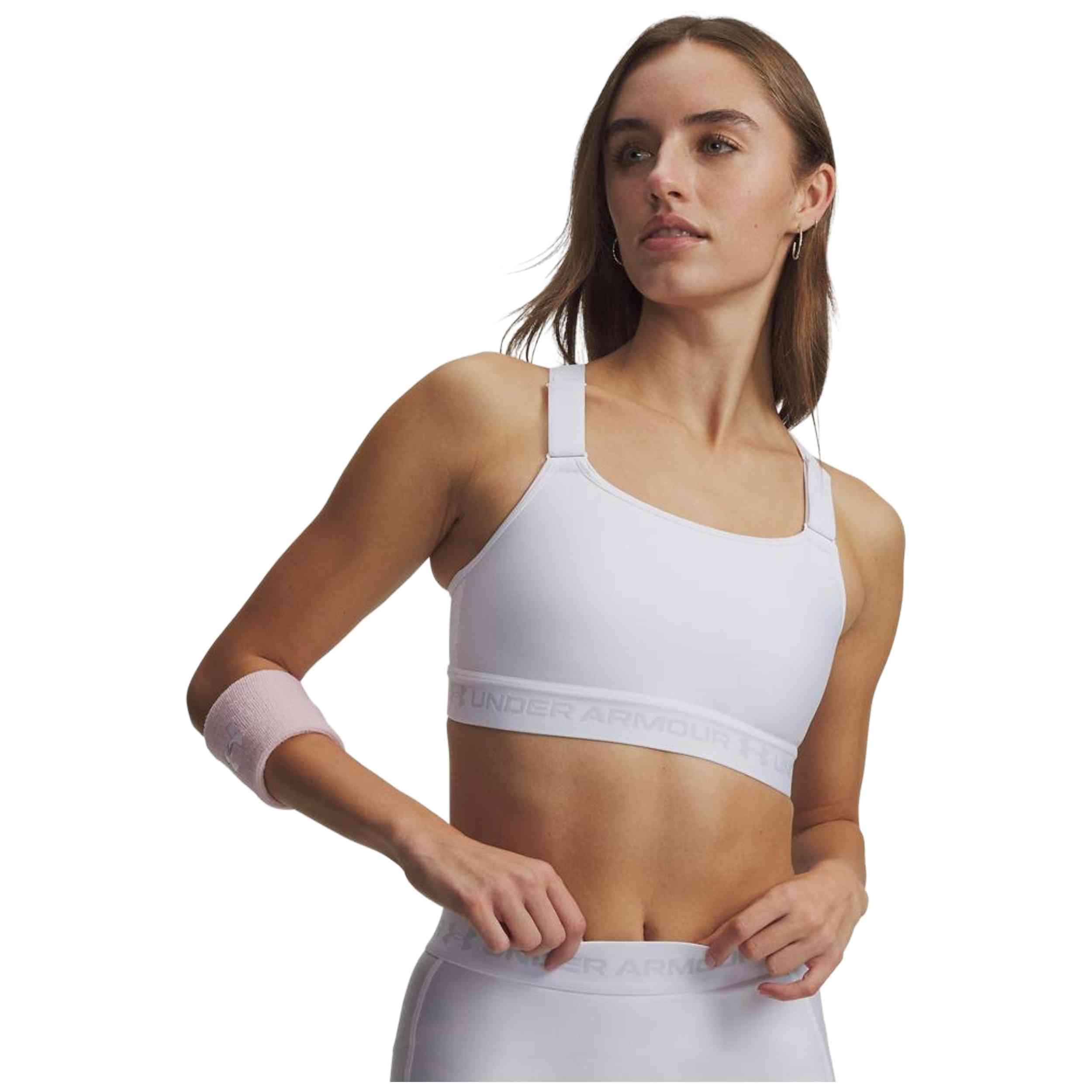 Top Under Armour modelo UA HeatGear Crossback High para Mujer en color Blanco