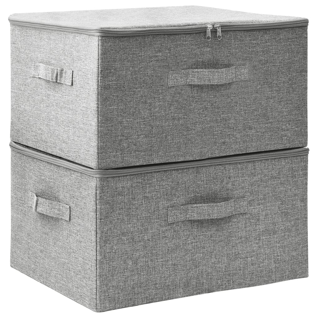 vidaXL Cajas de Almacenaje Cofres Plegables Organizadores 2 uds Tela Color Crema,  Gris,  Antracita y mas