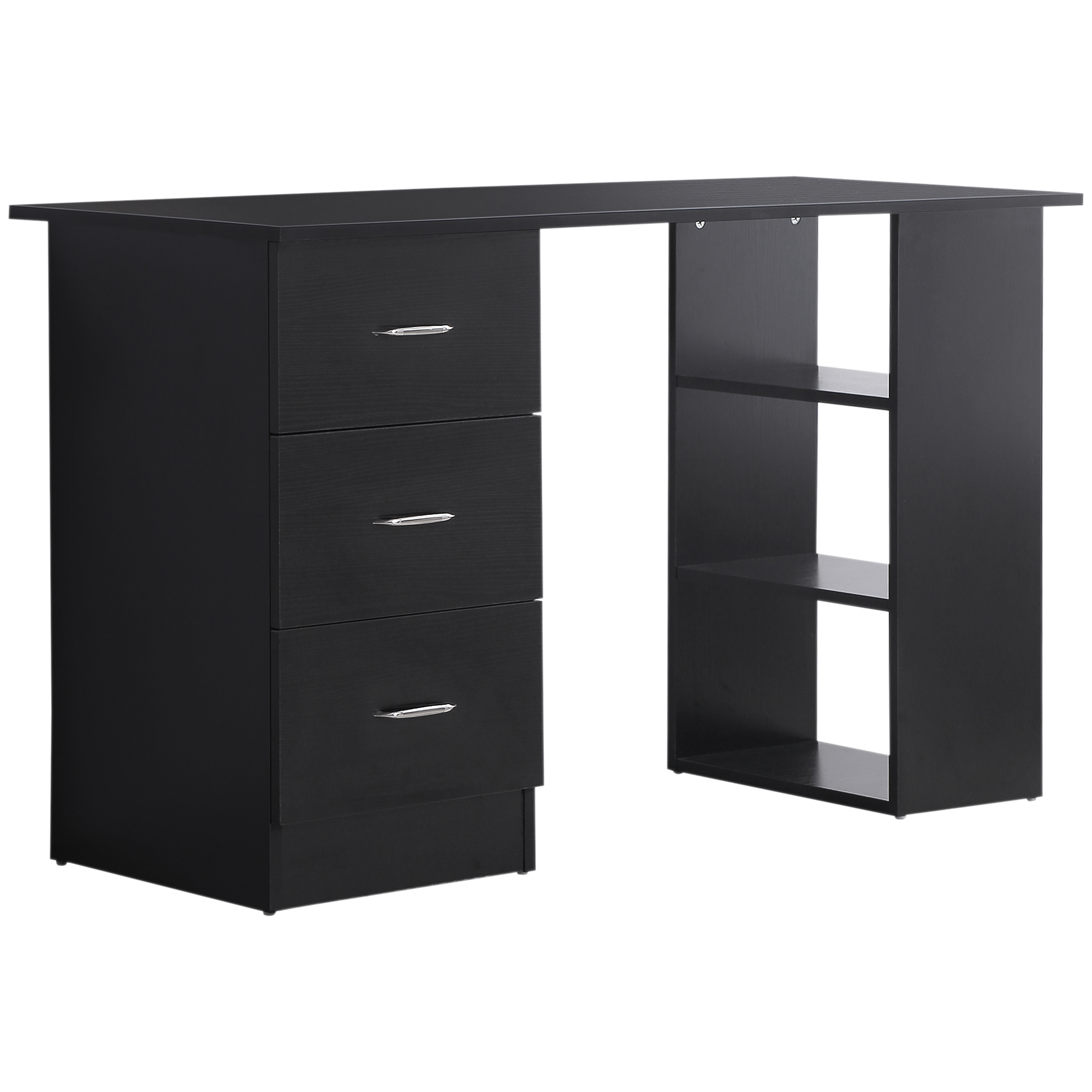 HOMCOM Escritorio de ordenador 3 cajones extraíbles + 3 estantes Tapa grande 120L x 49W x 72H cm MDF