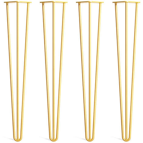 Juego de 4 Patas DIY Pin de 20 cm (Doradas) para Mesas y Sillas, Incluye 20 Tornillos y 4 Protectores de Patas