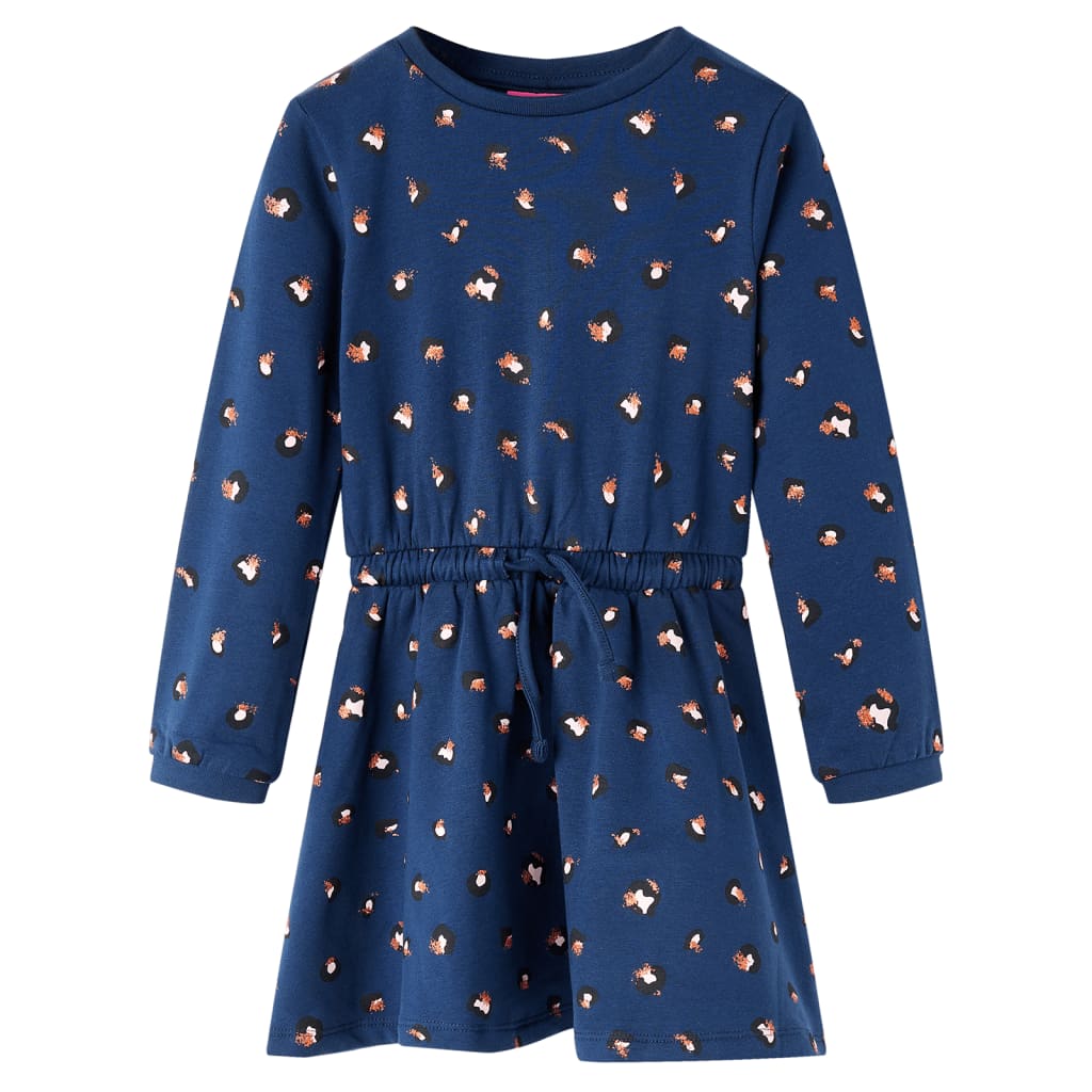 vidaXL Vestido infantil de manga larga azul marino 104