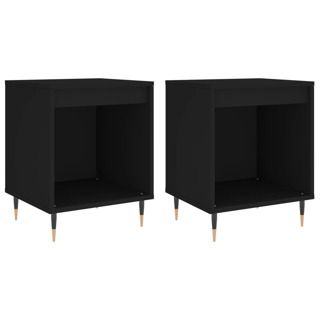 Vidaxl Mesita de Noche 2 Unidades Madera Ingeniería 40x35x50 Cm Blanco Negro