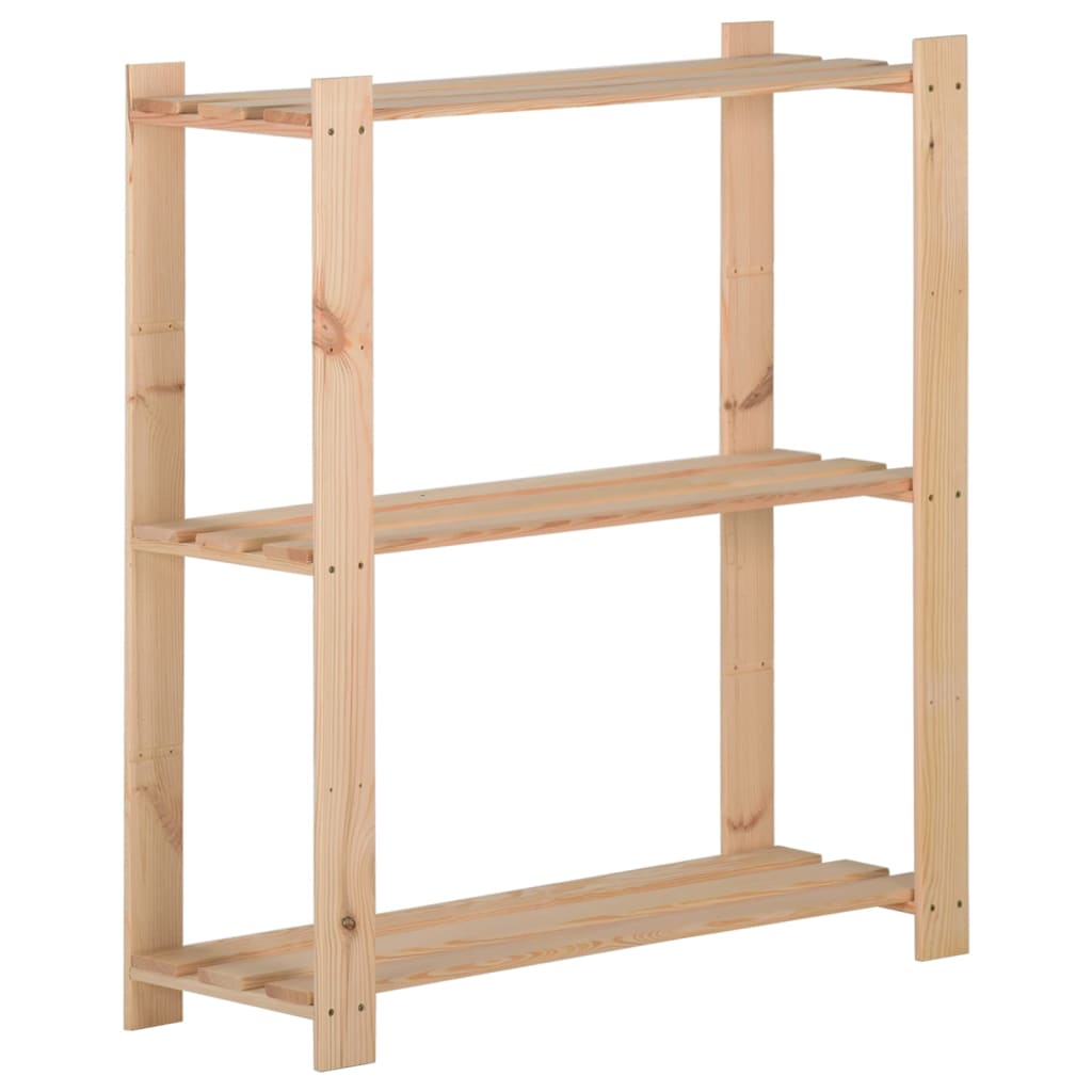 vidaXL Estantería de 3 niveles madera pino maciza 80x28,5x90 cm