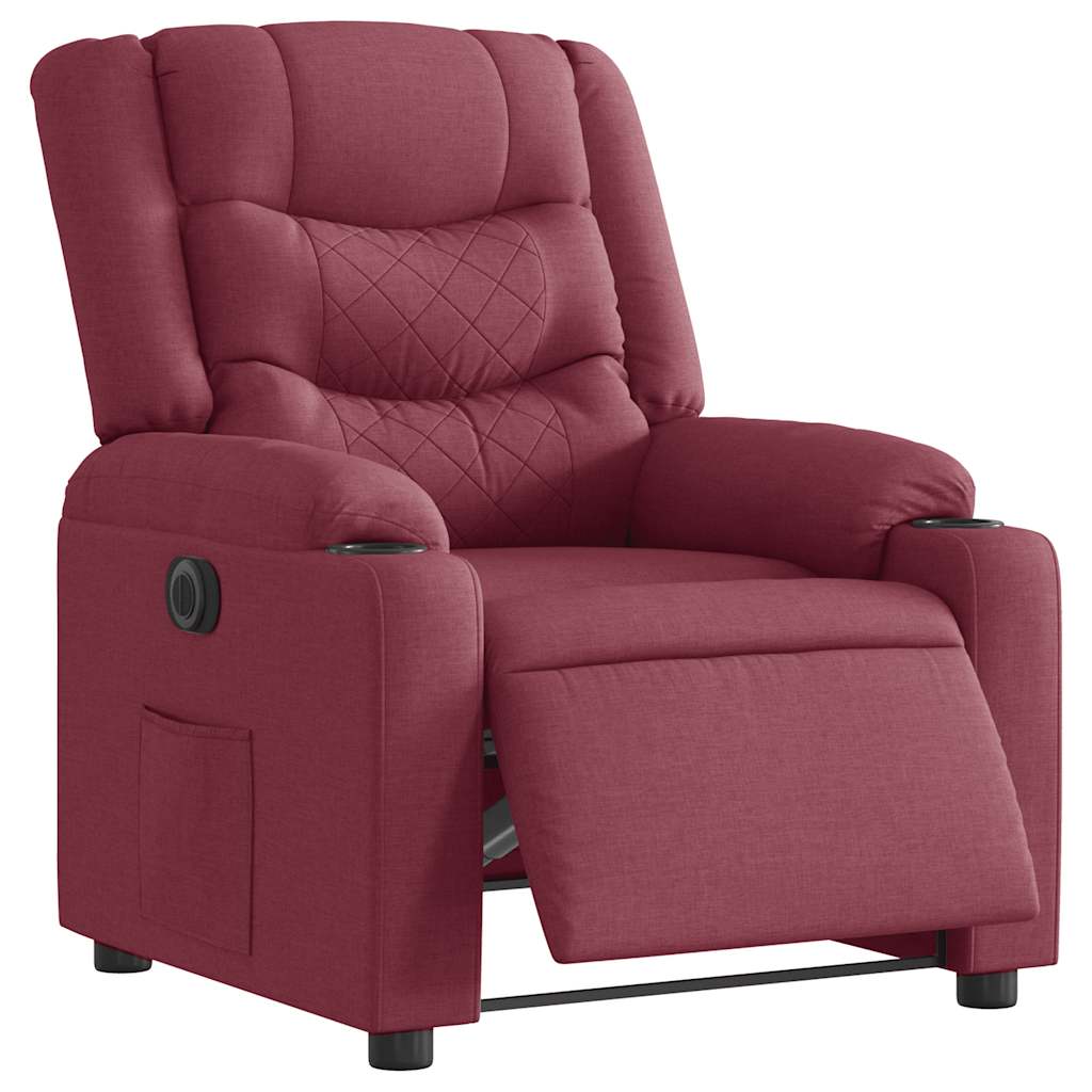 vidaXL Sillón reclinable eléctrico tela rojo tinto