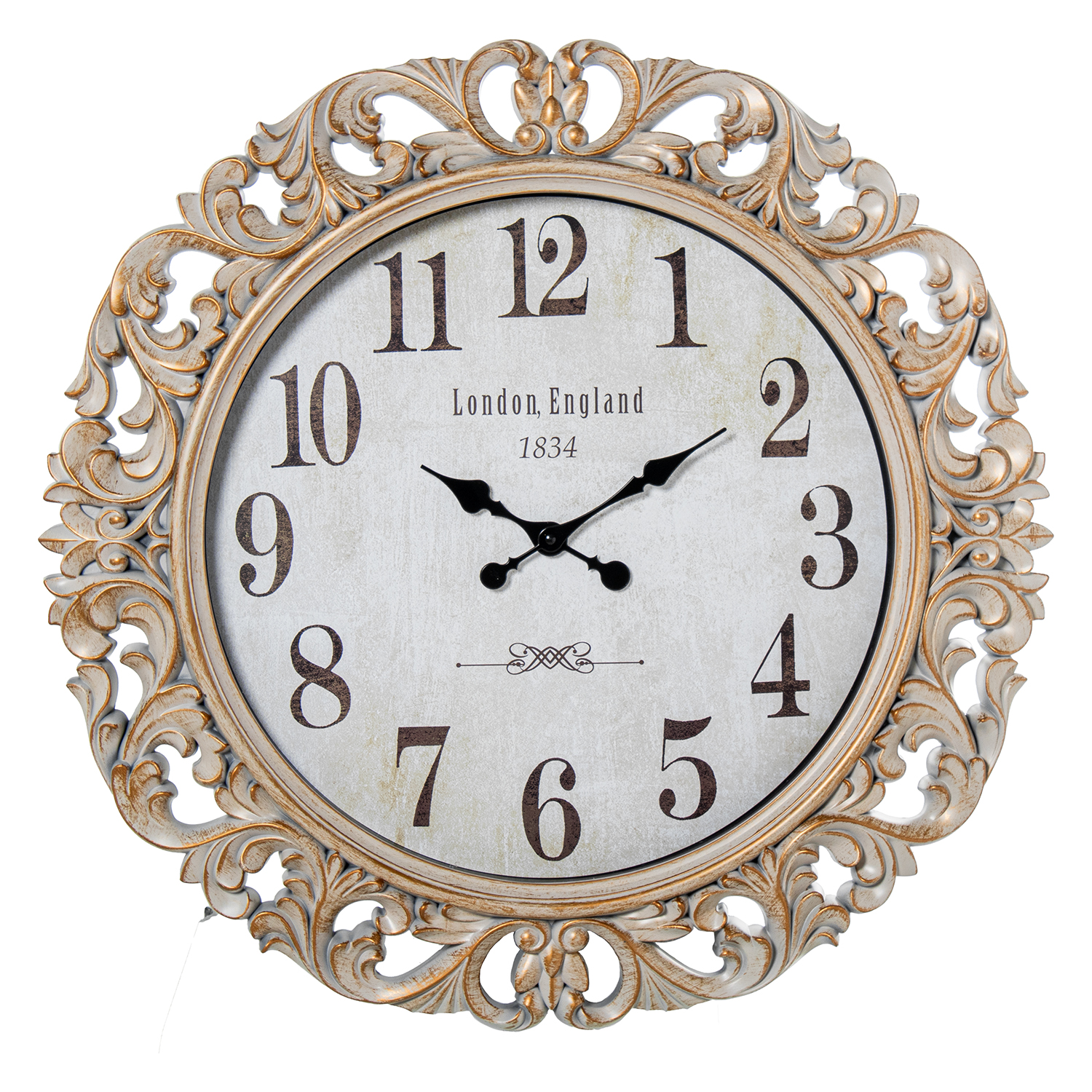 Reloj pared 68cm acrilico dorado, blanco 68x6, 5cm