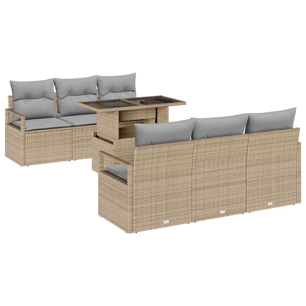 vidaXL Conjunto de sofá de jardín 7 pcs Beige y Gris Claro