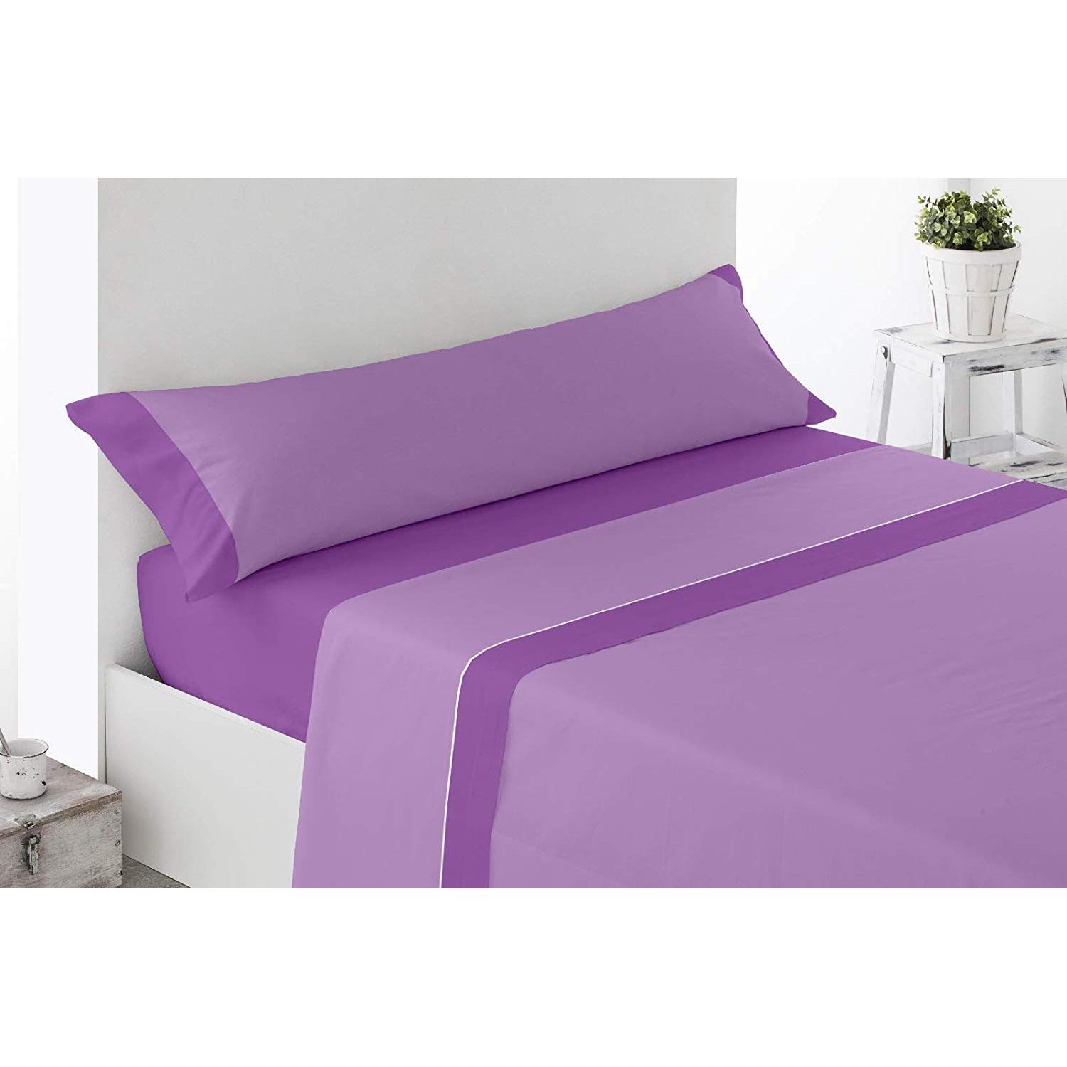 Energy Colors Textil-Hogar Juego Sabanas Verano 3 Piezas 100 % Poliéster Liso Bicolor Ligeras