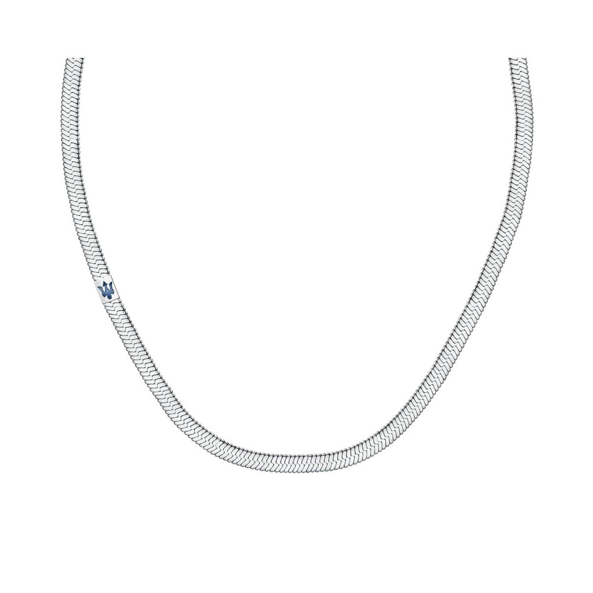 Maserati Collar Hombre Maserati Neck. Ip Blue Trident 55cm De Acero Plateado Jm422avd14