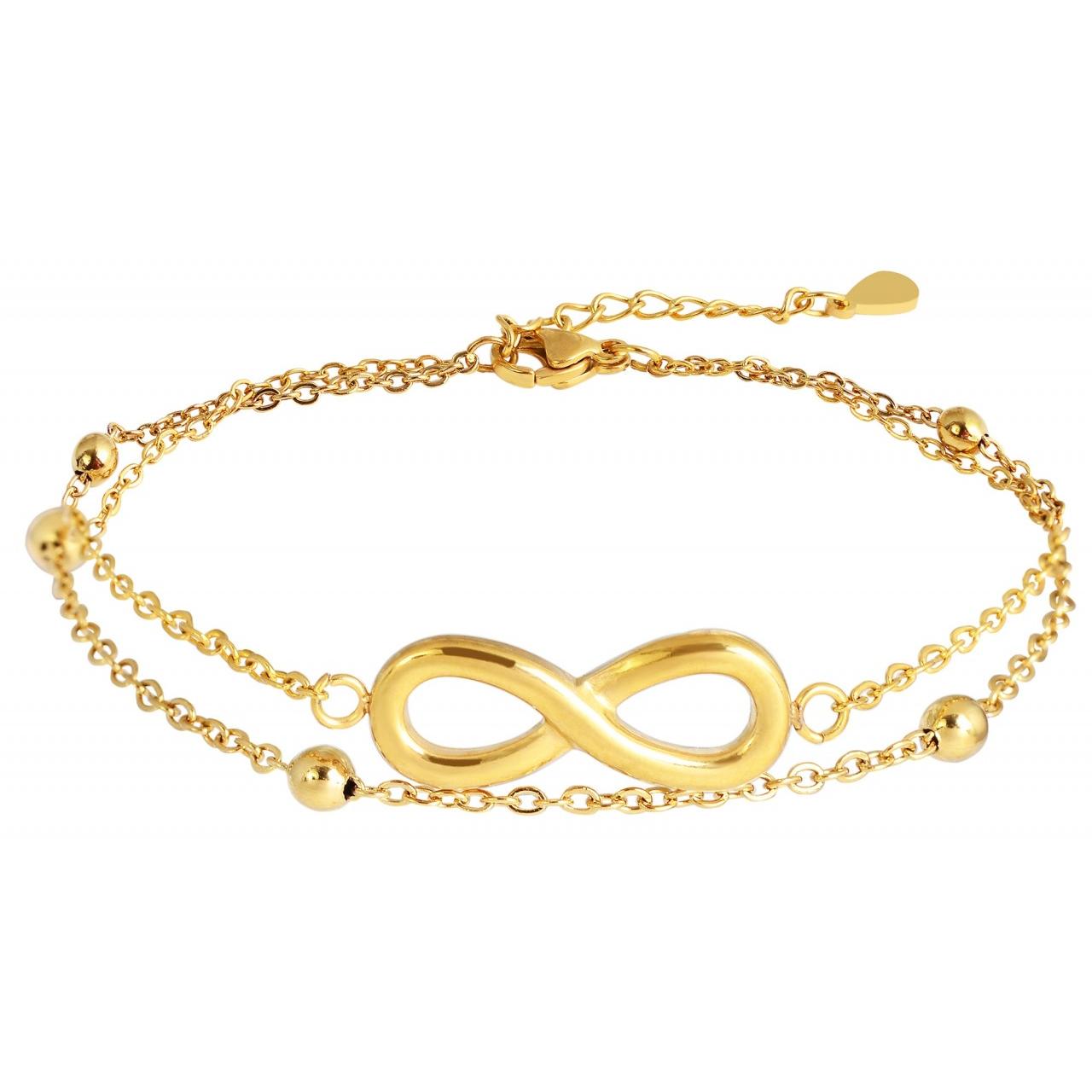 Akzent® Pulsera Infinito Dourada em Aço Inoxidável - 0534