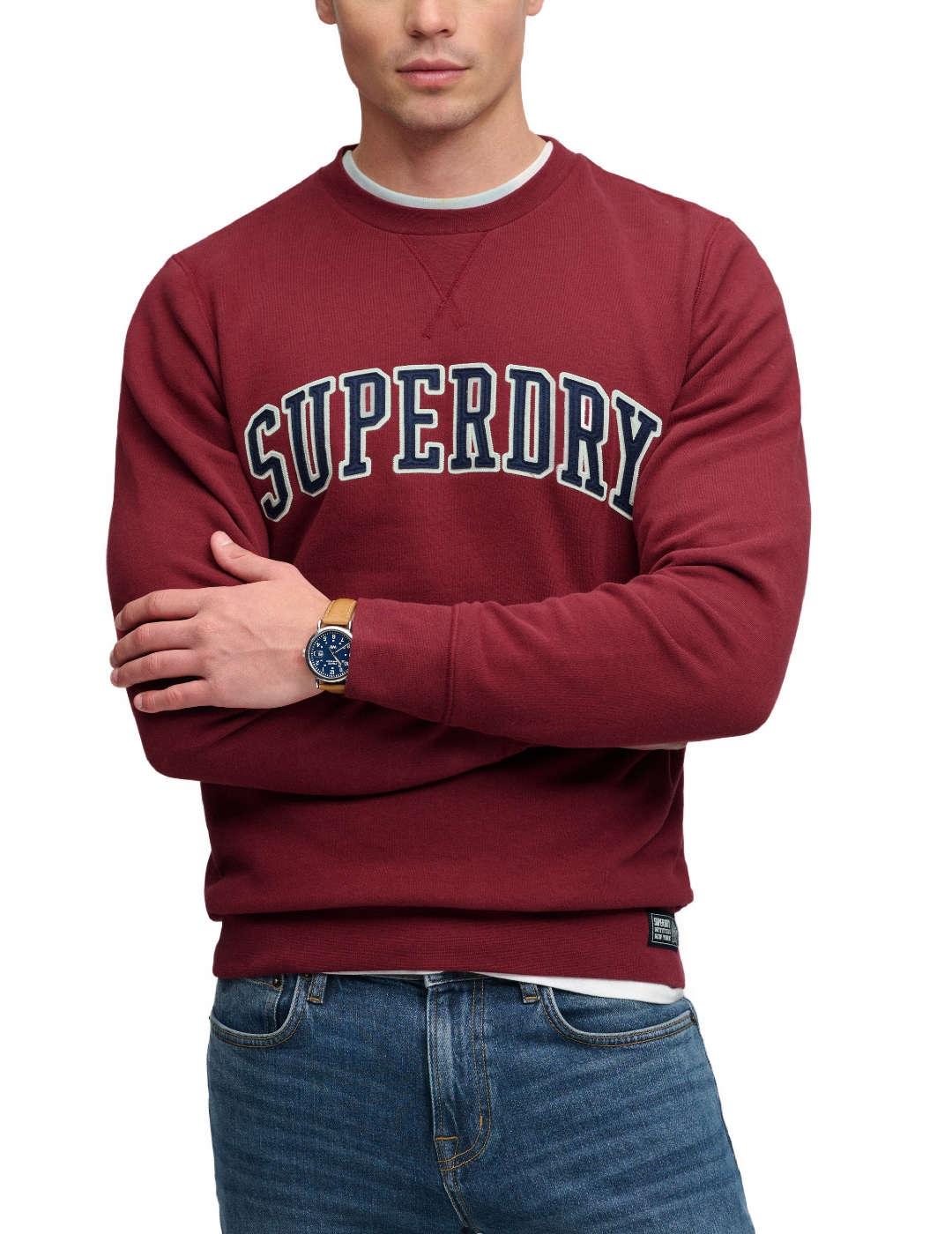 Sudadera Superdry Athletic granate sin capucha para hombre