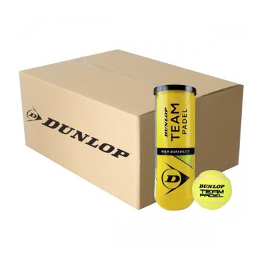 Bolas de Pádel Dunlop Padel Team – Packs de 3, 6, 12 o Cajón Completo | Máximo Rendimiento y Durabilidad