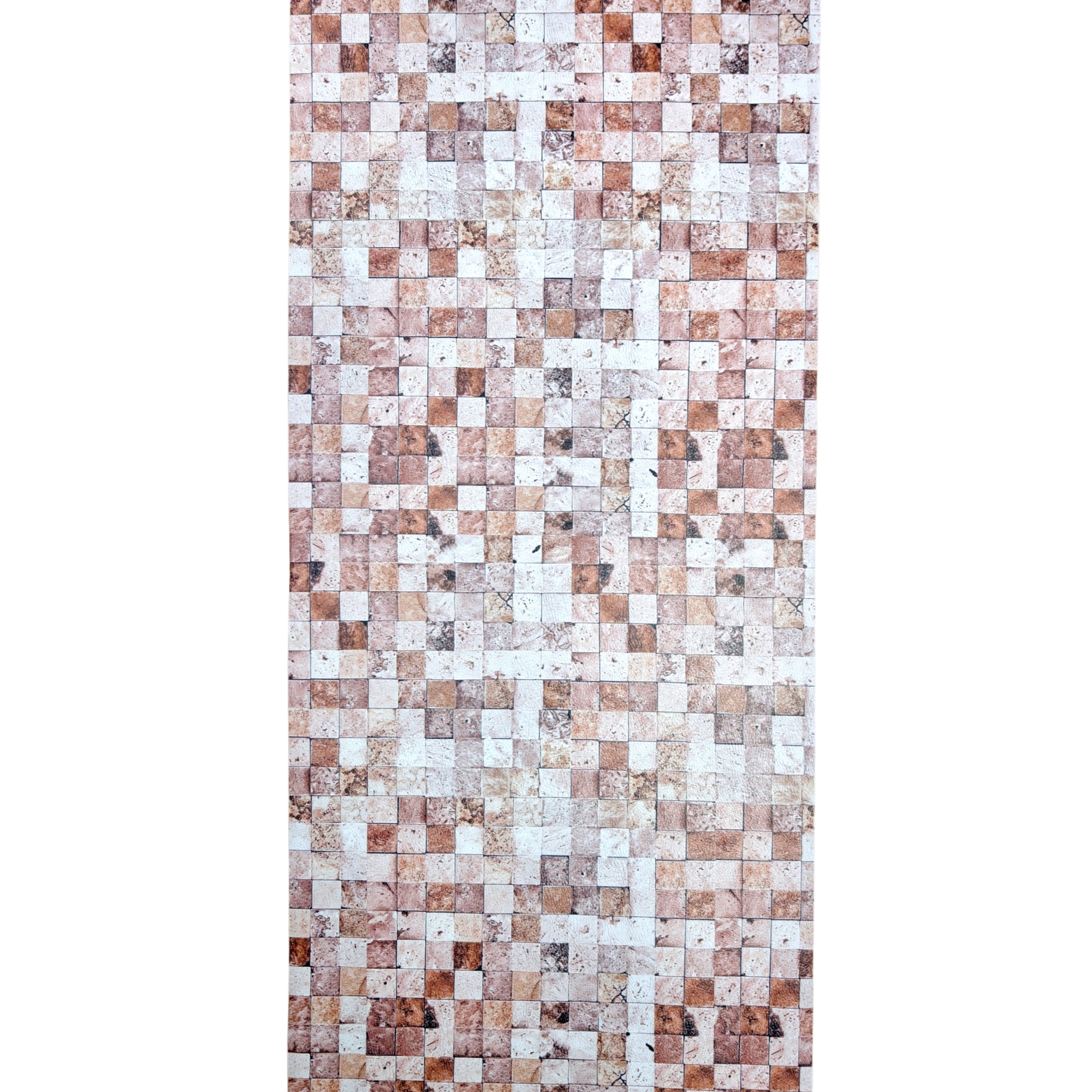 Alfombra vinílica pasillera antideslizante con diseño mosaico de piedra, con base antideslizante, resistente y fácil de limpiar, ideal para cocina, pasillo o entrada