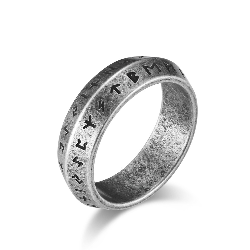 Anillo para hombre, Runa Vikinga, Anillo de acero inoxidable para hombre, Anillo de Runa Nórdica, Anillo Gótico Vintage, Anillo Vikingo de Caballero Punk, Anillo Vikingo de Joyería Religiosa