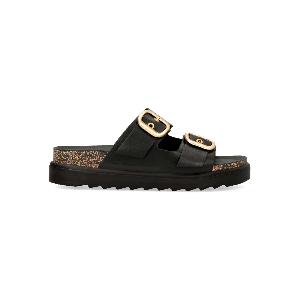 Yokono - Sandalias de mujer bio piel natural con doble pala ajustable y planta acolchada, estilo Yokono con suela de corcho y goma, altura 4 cm