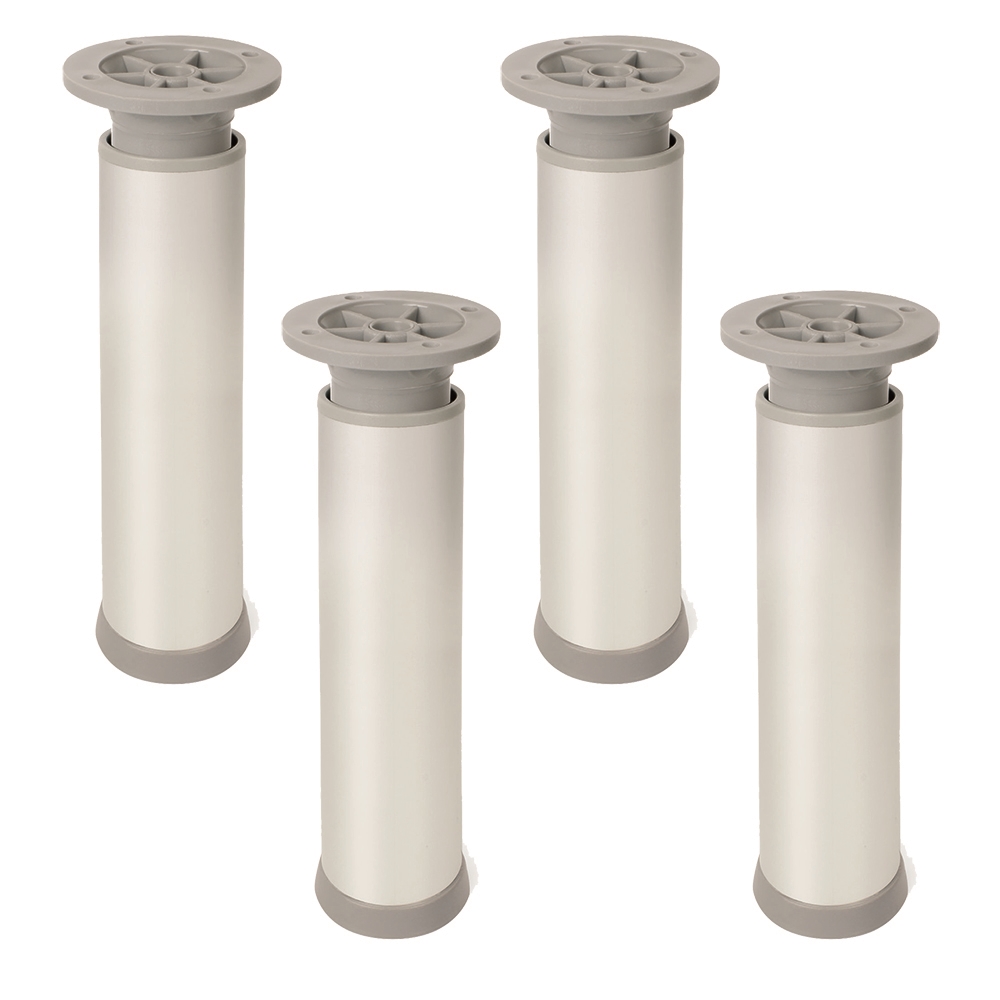 4 un. Pata pie redonda para Mueble en aluminio diametro 40mm altura 150mm aluminio mate con regulador altura superior