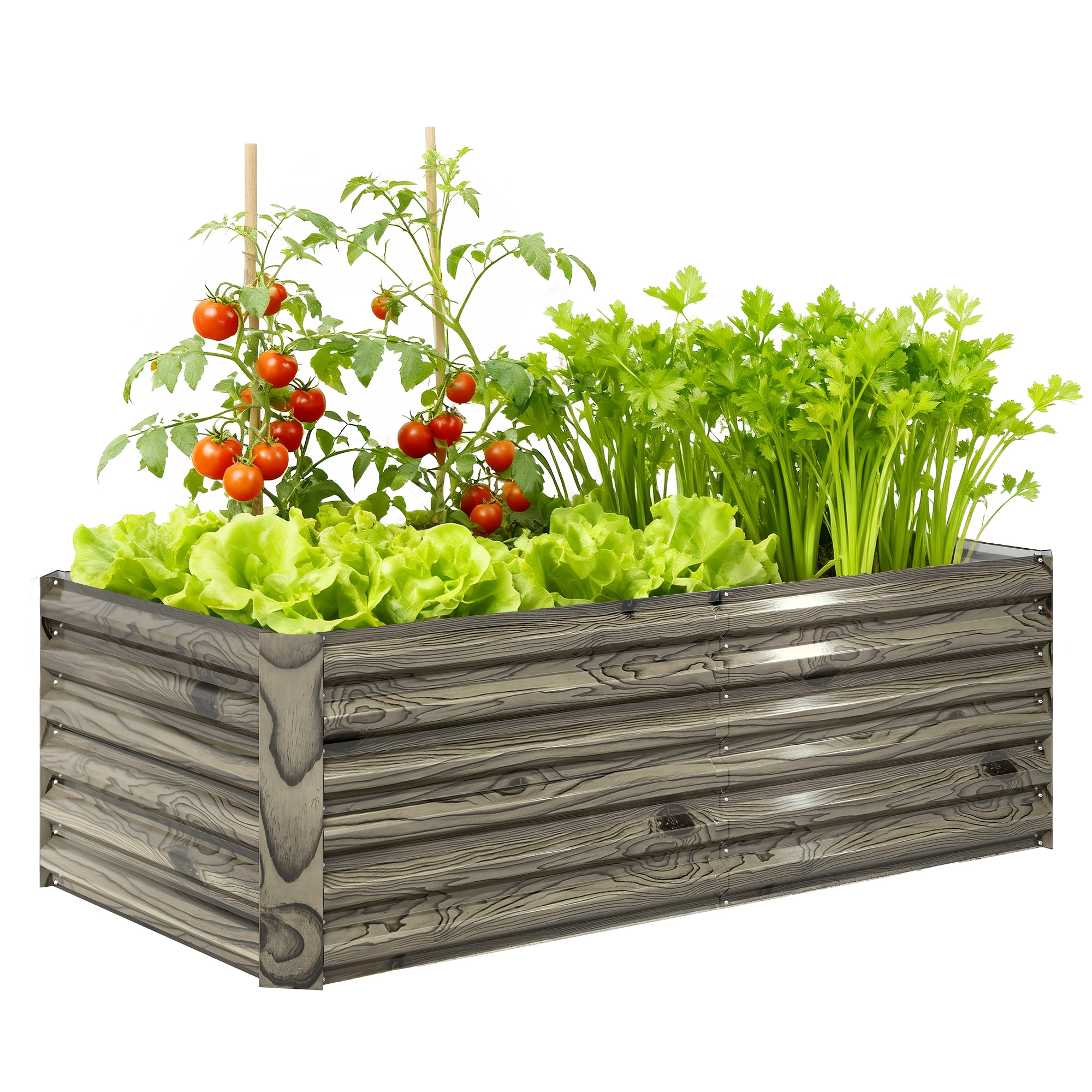 Outsunny Jardinera Exterior Grande Rectangular de Acero Galvanizado, Huerto Urbano para Cultivar Plantas, Macetero Grande Exterior con Base Abierta, Resistente a la Intemperie, 180x90x57,5 cm
