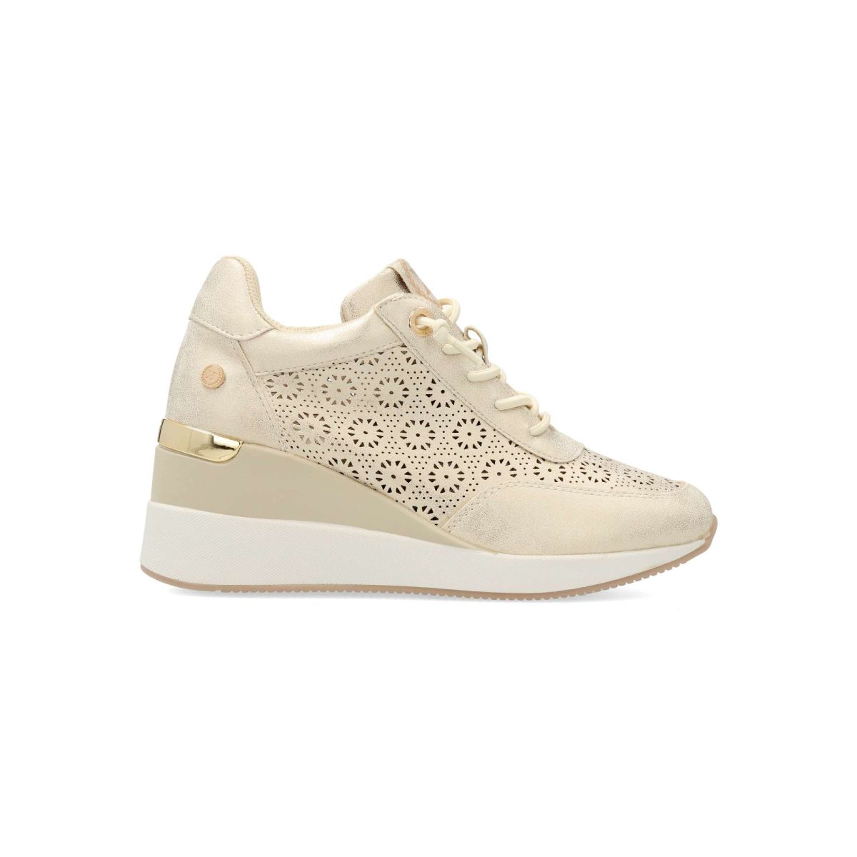 XTI - Zapatillas casual mujer con cuña de 6 cm, fabricadas en piel sintética y suela antideslizante, plantilla acolchada extraíble, certificadas veganas