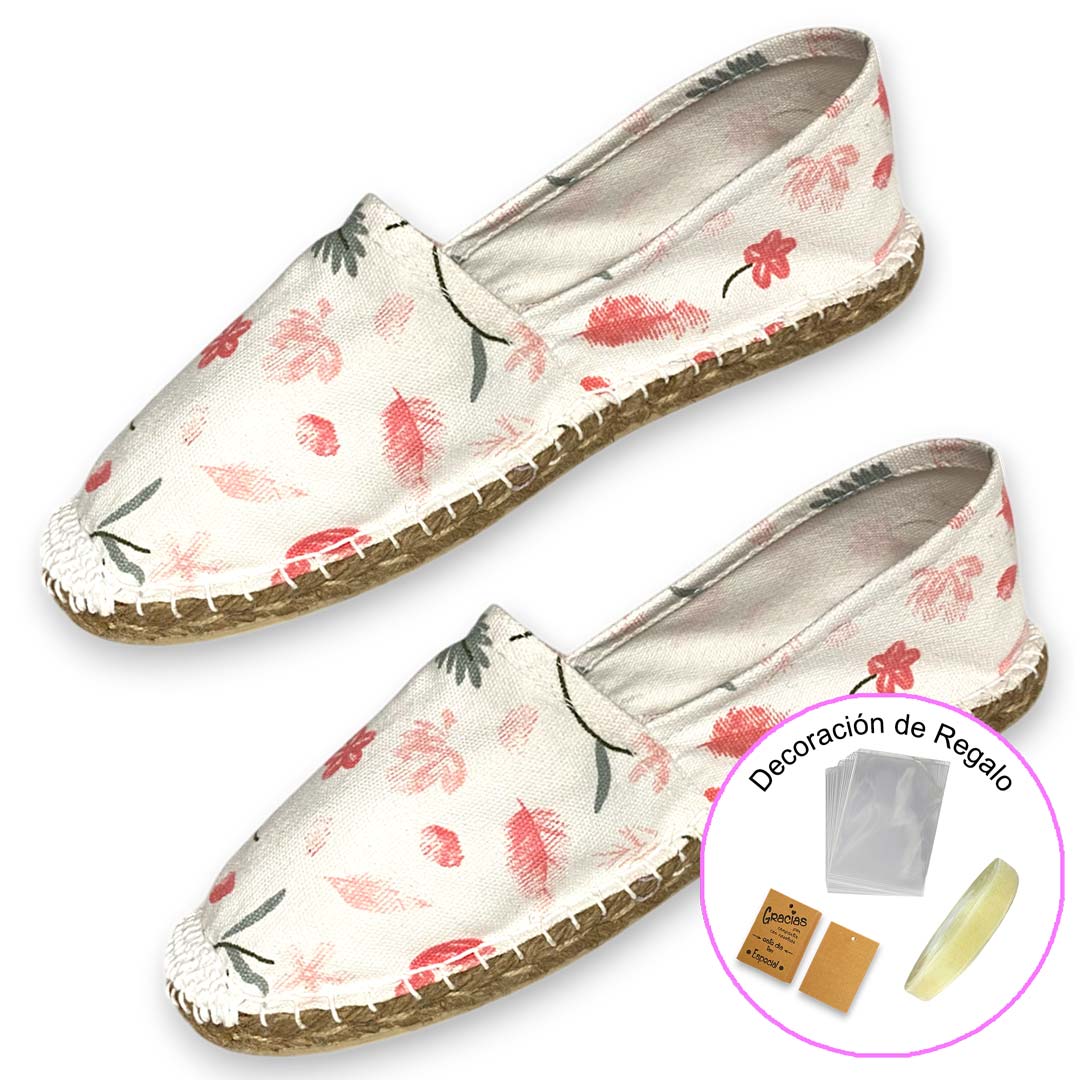 Alpargatas mujer para boda Flores Esparto. Regalo Bolsa  + Tarjetita + Cinta (12/24/36/48 pares) Modelo 35021 mundiBODA