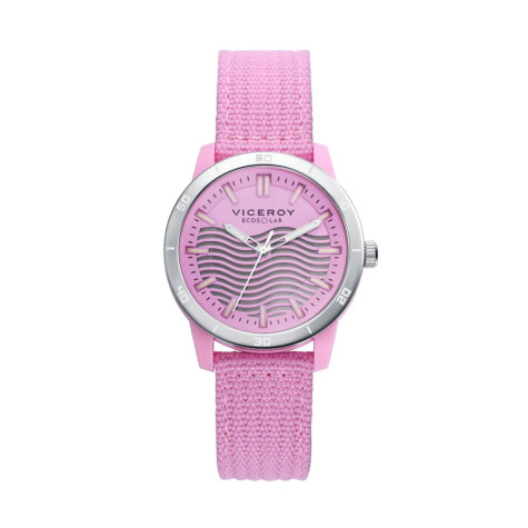 VICEROY Reloj de mujer Ecosolar con caja de plástico reciclado y correa rosa de nylon 41114-77
