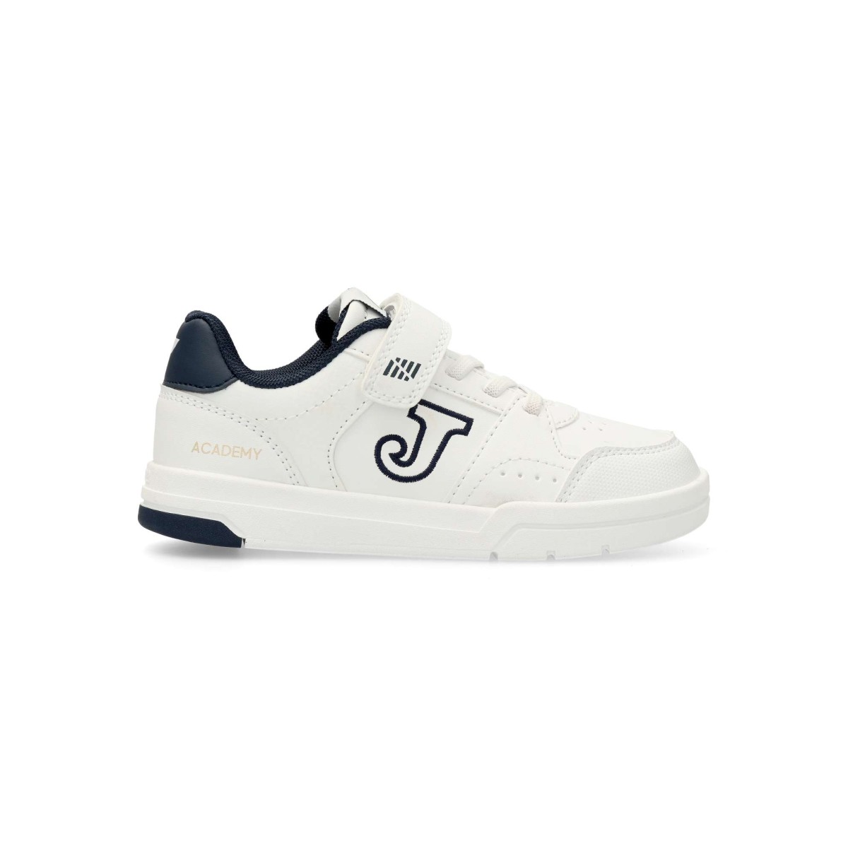 Joma - Zapatillas deportivas colegiales Academy para niño/a, con upper de piel sintética, cierre adherente y suela de caucho DURABILITY
