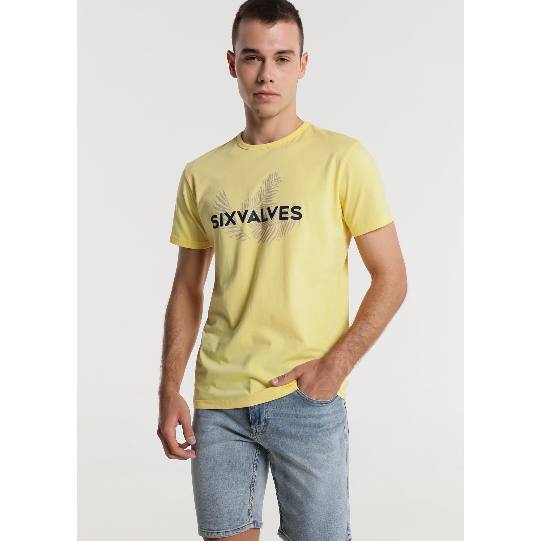 SIX VALVES - Camiseta manga corta con detalle hojas de palmera con logo