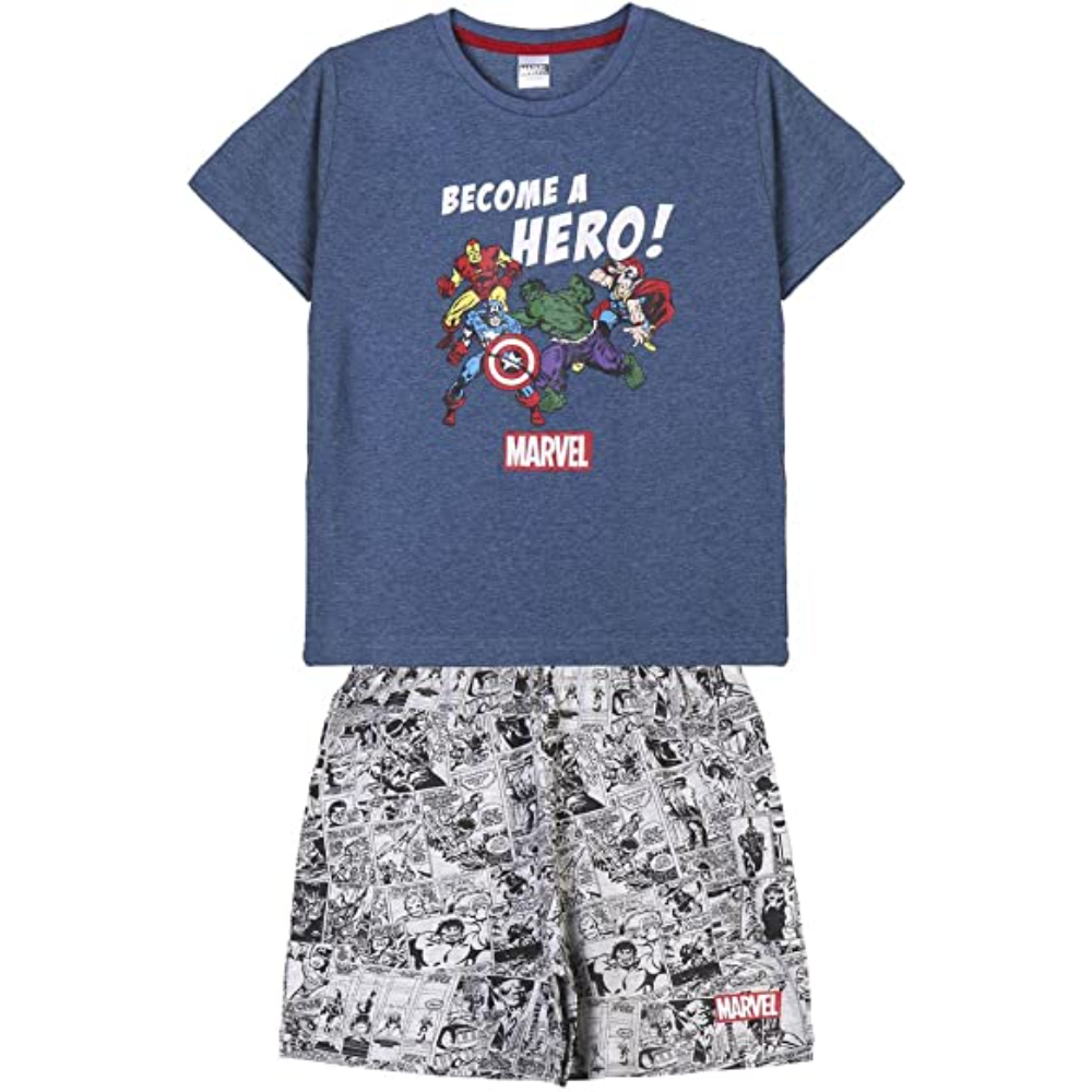 Marvel Avengers Cerdá Pijama Corto 73145 Gris Niño - Producto Oficial