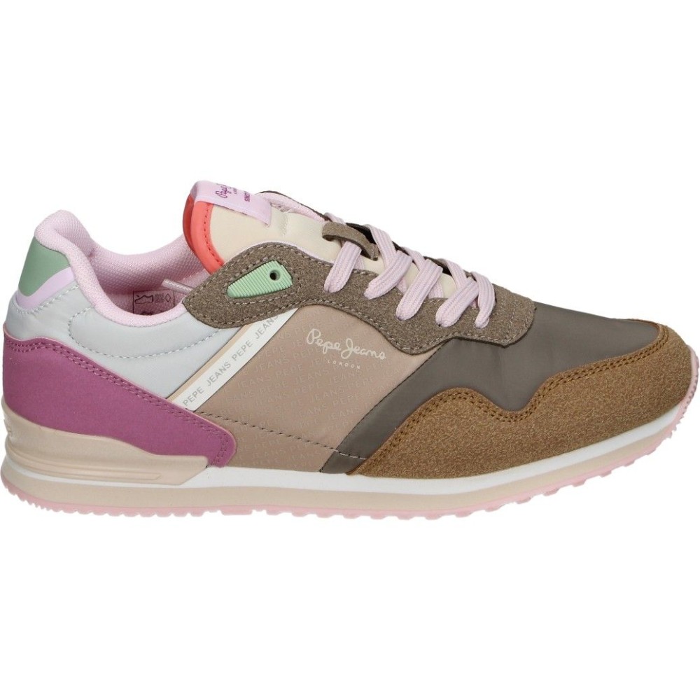 PEPE JEANS | Zapatillas Pepe Jeans para Mujer – Deportiva Baja en Color Marrón con Detalles Multicolor – Sneakers con Cordones – Estilo Casual – Versátiles y Combinables – Cómodas – Modelo PGS400006-859
